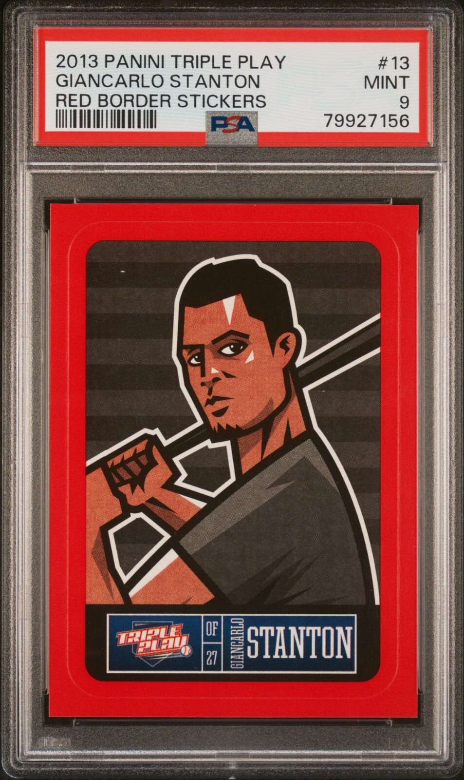 Giancarlo Stanton – 2013 Panini Triple Play Red Border Stickers PSA 9