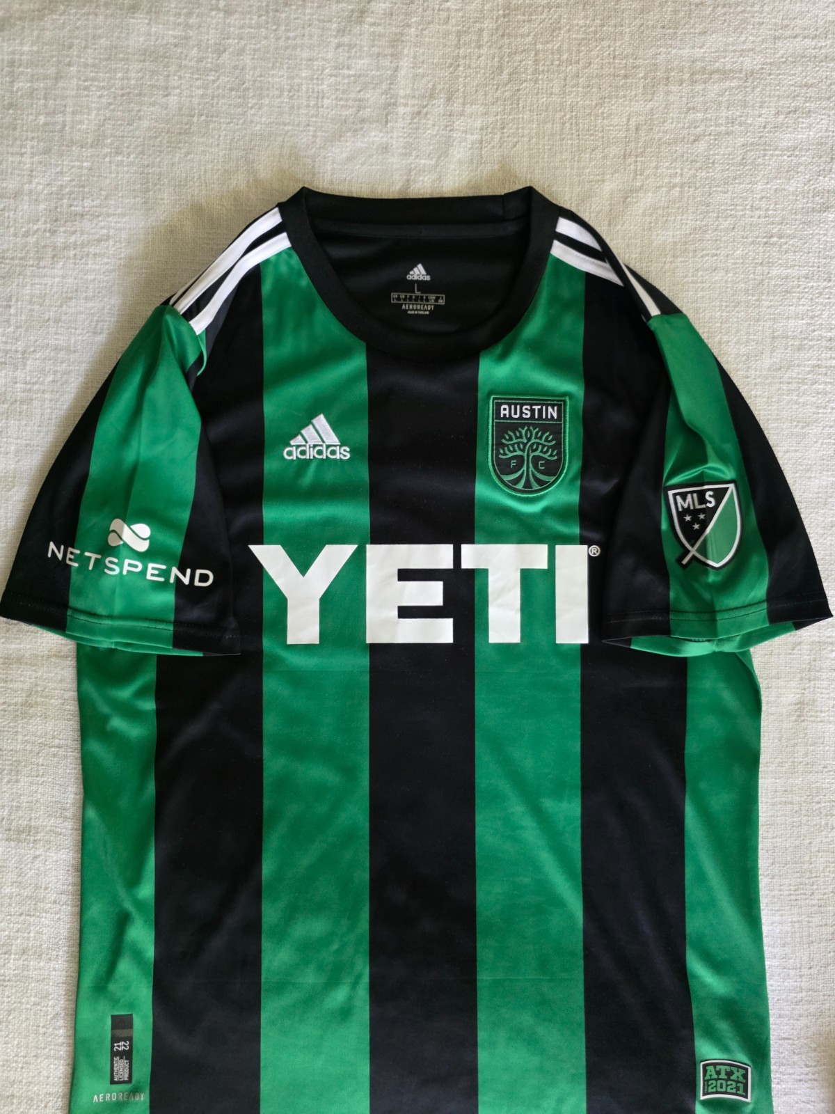 Adidas Austin FC Inaugural Home Jersey 2021-22 Men’s Large Black Green Striped M