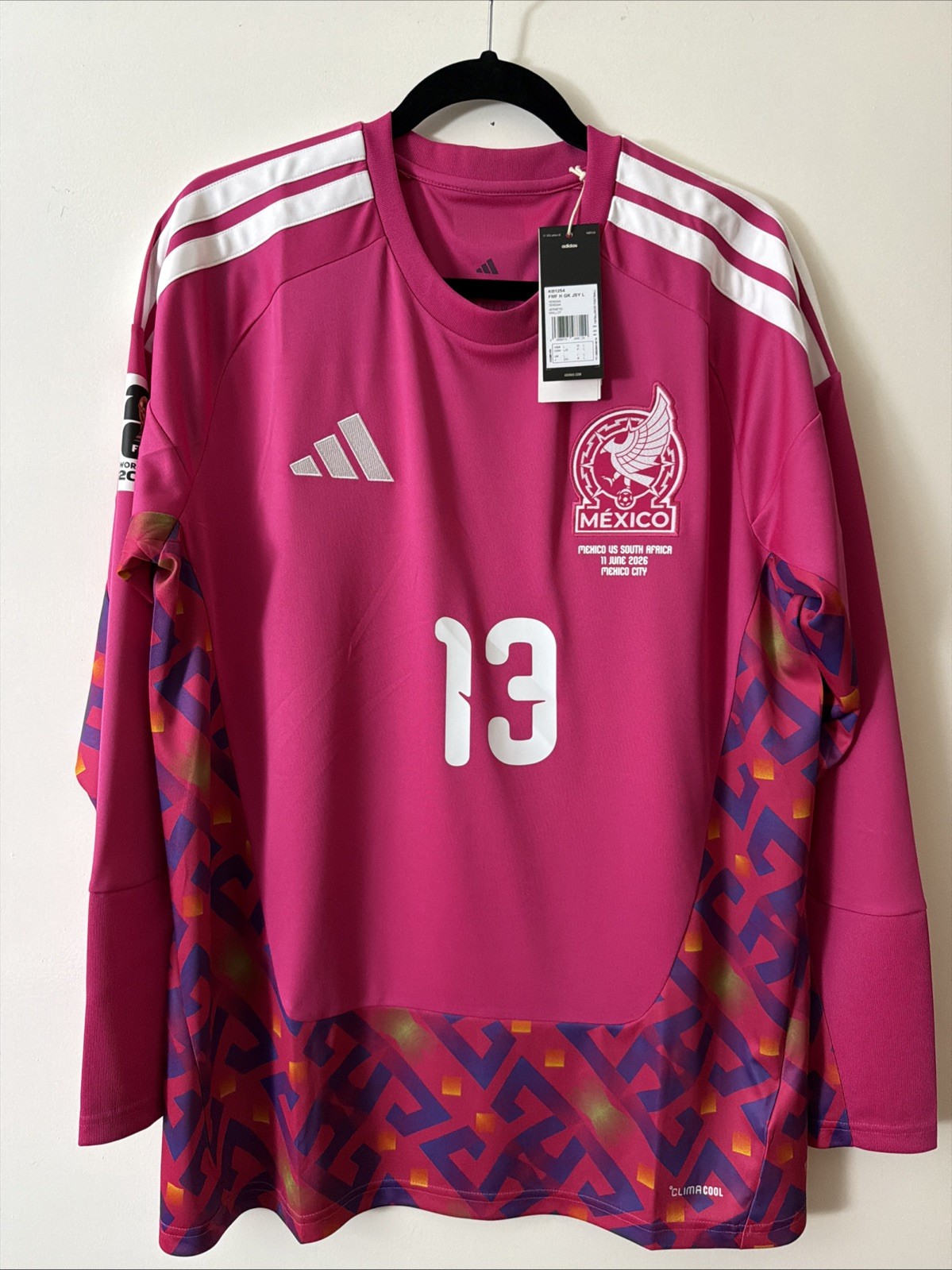 Memo Ochoa #13 Mens LARGE Adidas Mexico Goalkeeper World Cup Jersey Fan