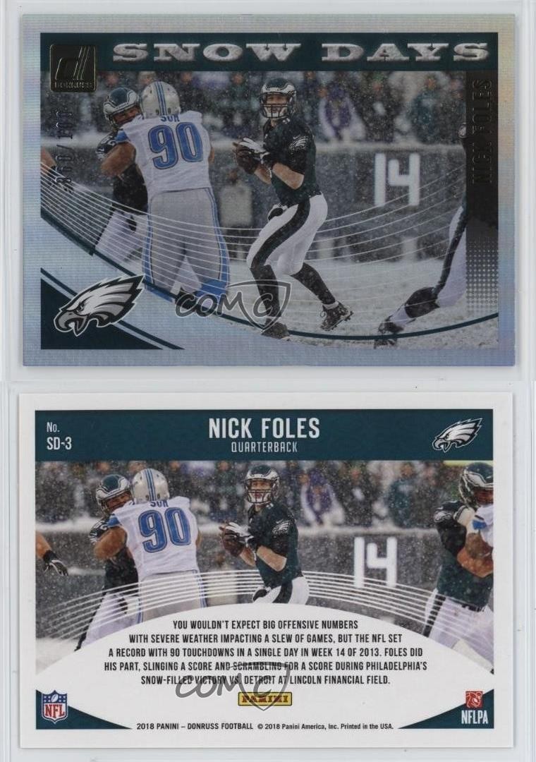 2018 Panini Donruss Snow Days Holo 60/100 Nick Foles #SD-3 3tb
