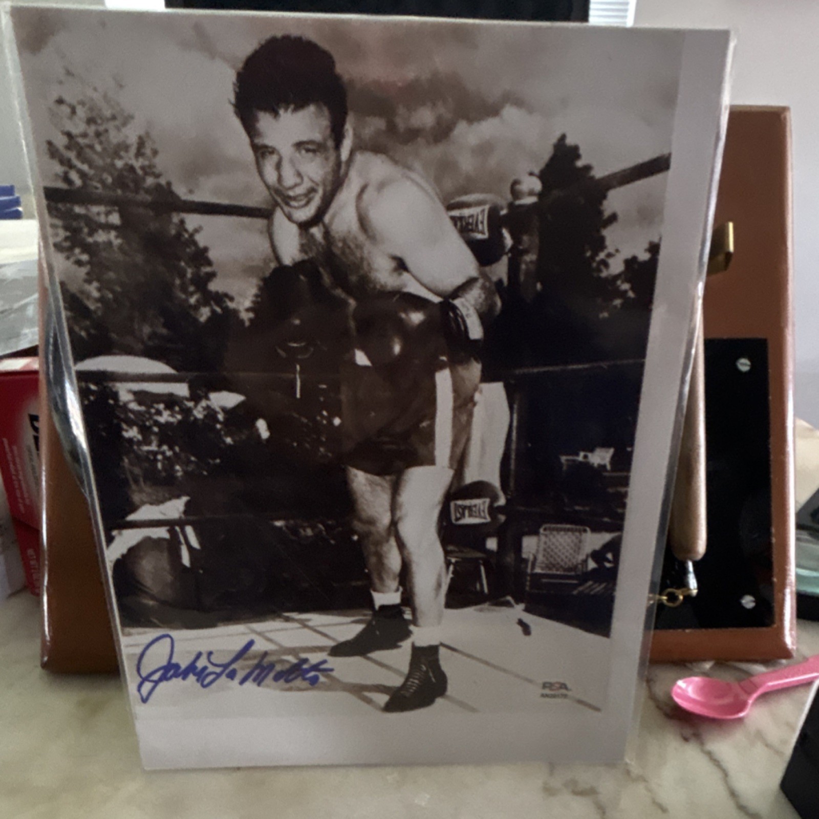 Autographed Jake LaMotta Original Boxing Photo PSA Authenticated AN20177 8×10