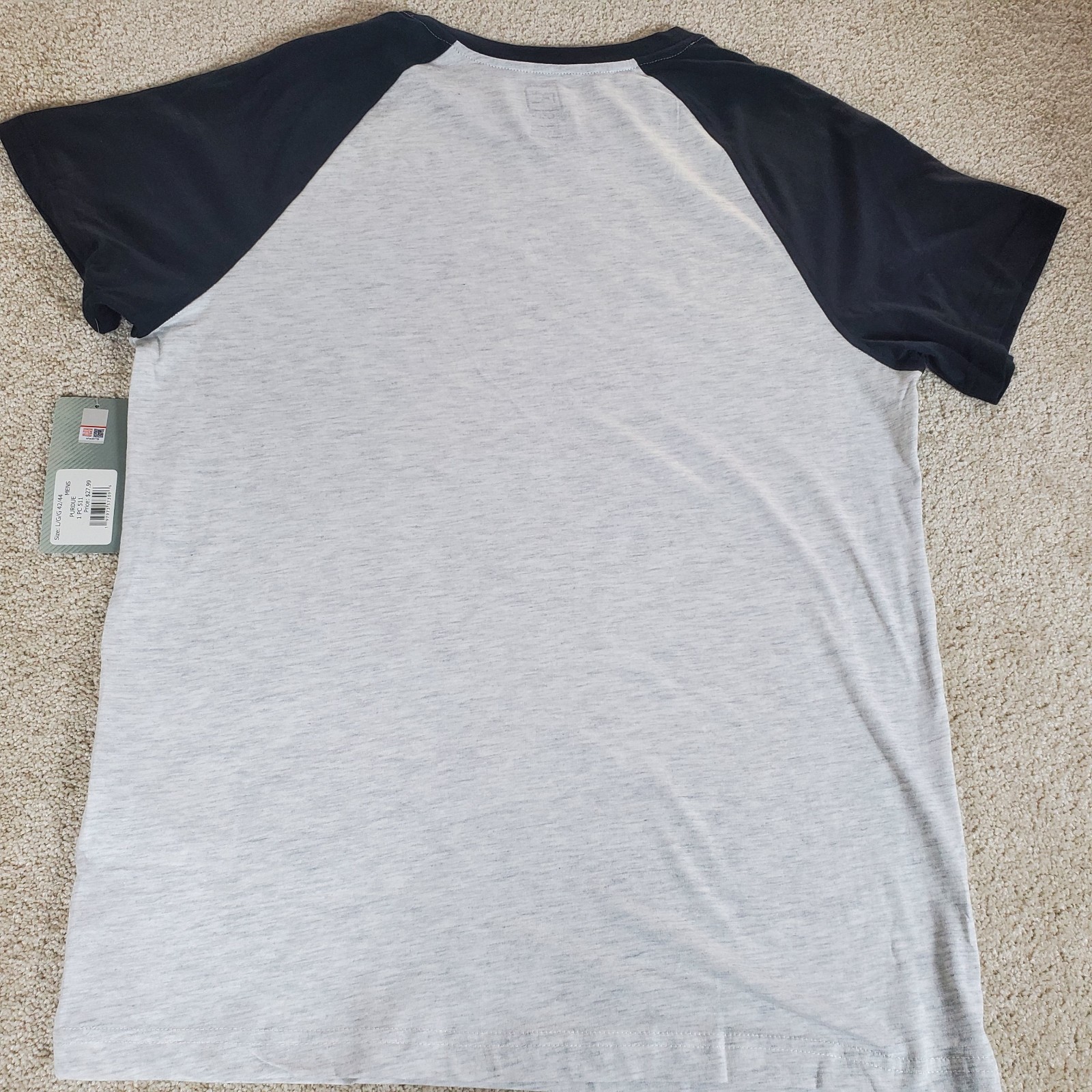 Purdue Boilermakers Men’s TShirt Size L Large Heather Gray Black Short Sleeve