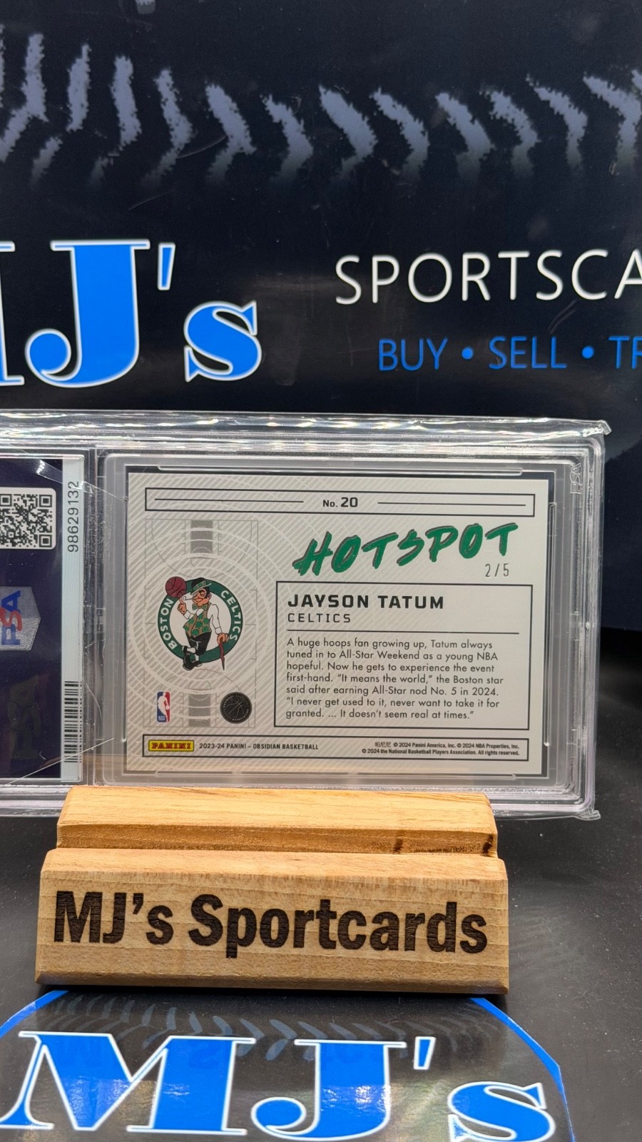 JAYSON TATUM 2023 OBSIDIAN #20 HOTSPOT-EE DEEP SEA MOJO 2/5 PSA 9 POP 1