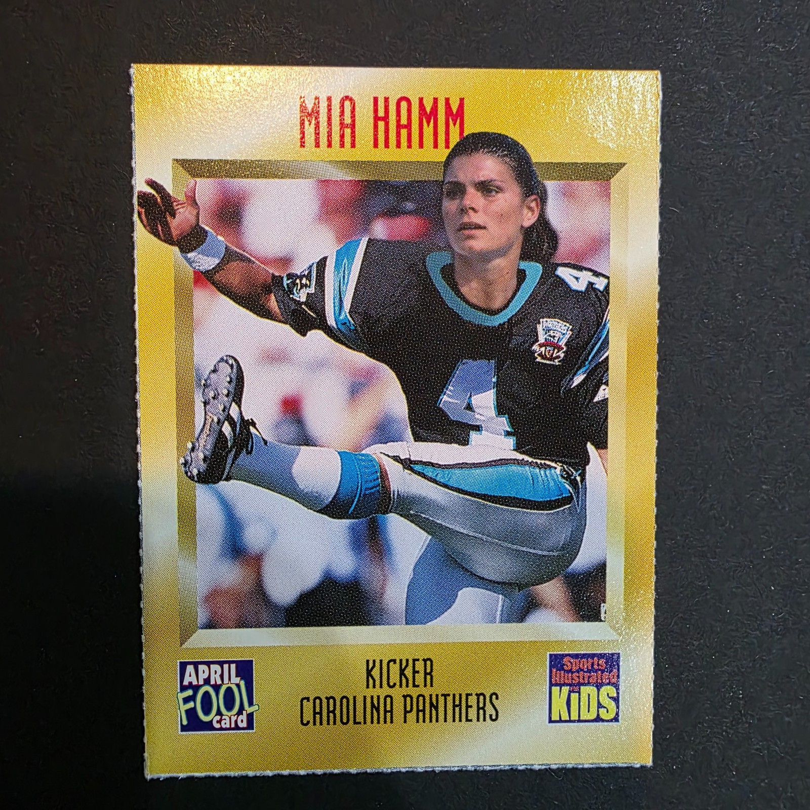 1997 Si Kids SIFK Mia Hamm 569 Carolina Panthers Womens Soccer Goat USA Gold