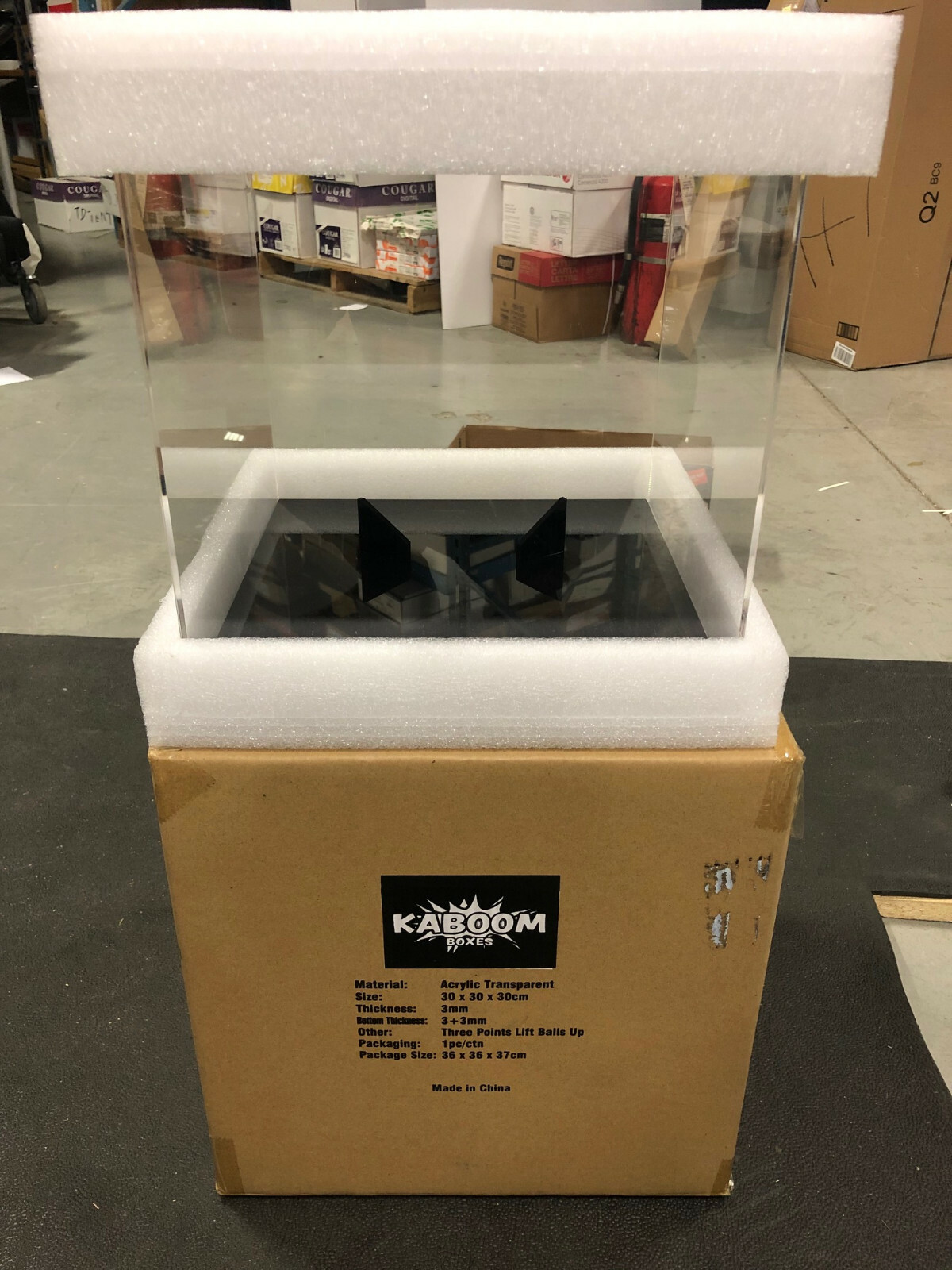 KABOOMBOX!! Basketball,Soccerball, Football Display Case Box w/ Black Base + UV