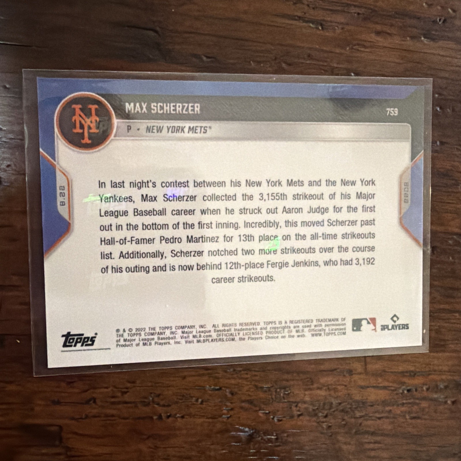2022 Topps Now – Max Scherzer #759 /459
