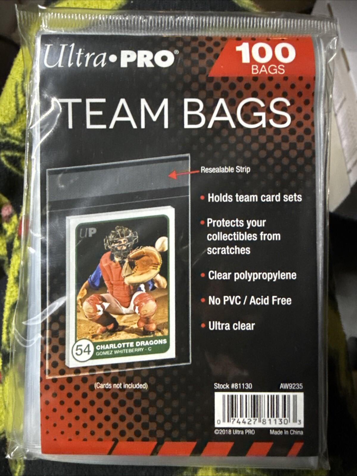 Ultra Pro TEAM Bags 1 Pack of 100 Resealable Team Bags