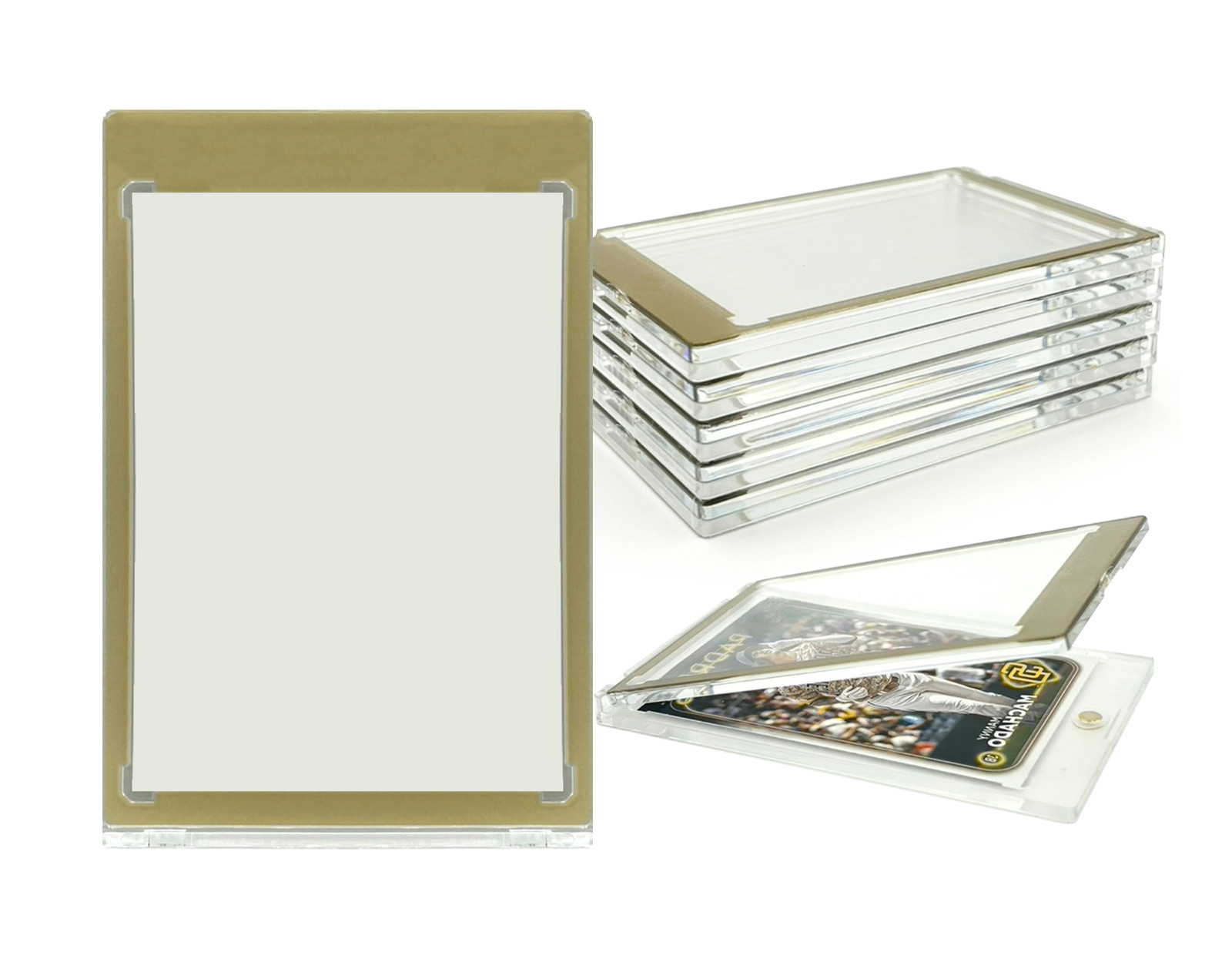 CF Magnetic Card Holder One Touch Case GOLD BORDER – 35PT-360PT Sizes