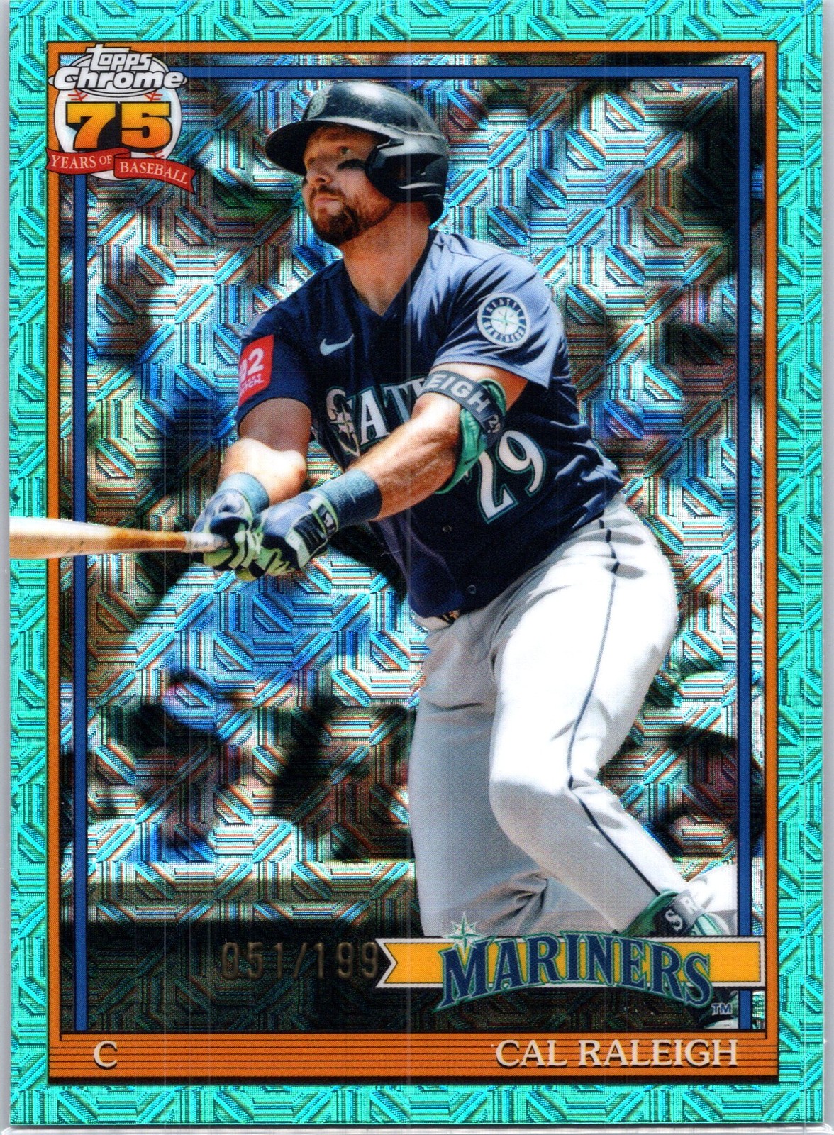 2026 Topps #91C-80 Cal Raleigh 1991 Topps 35th Aqua Mojo 51/199 Mariners