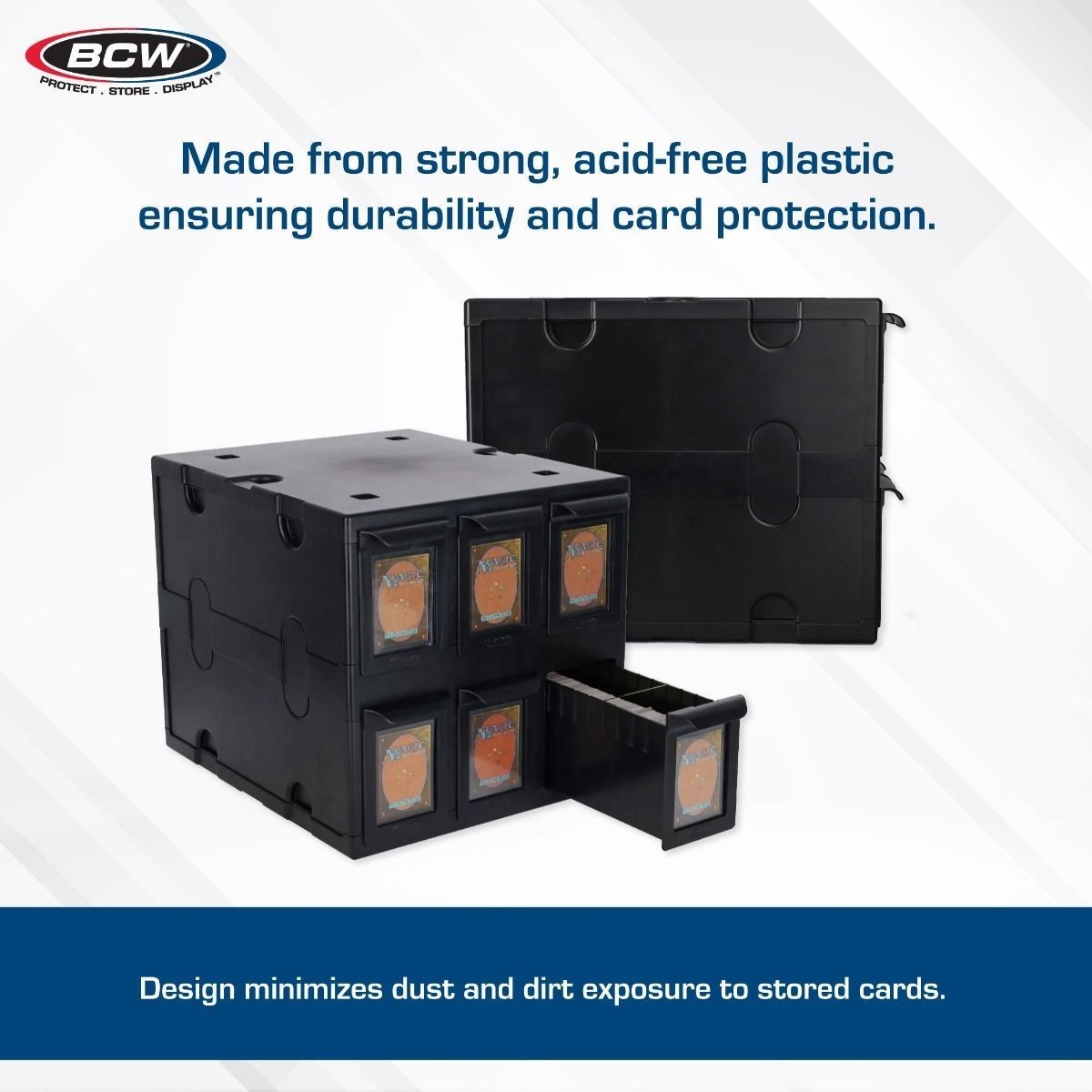 BCW Card Box Bin 6 Drawers Hold 1000+ Gaming / 700 Sports Cards Plastic Connect
