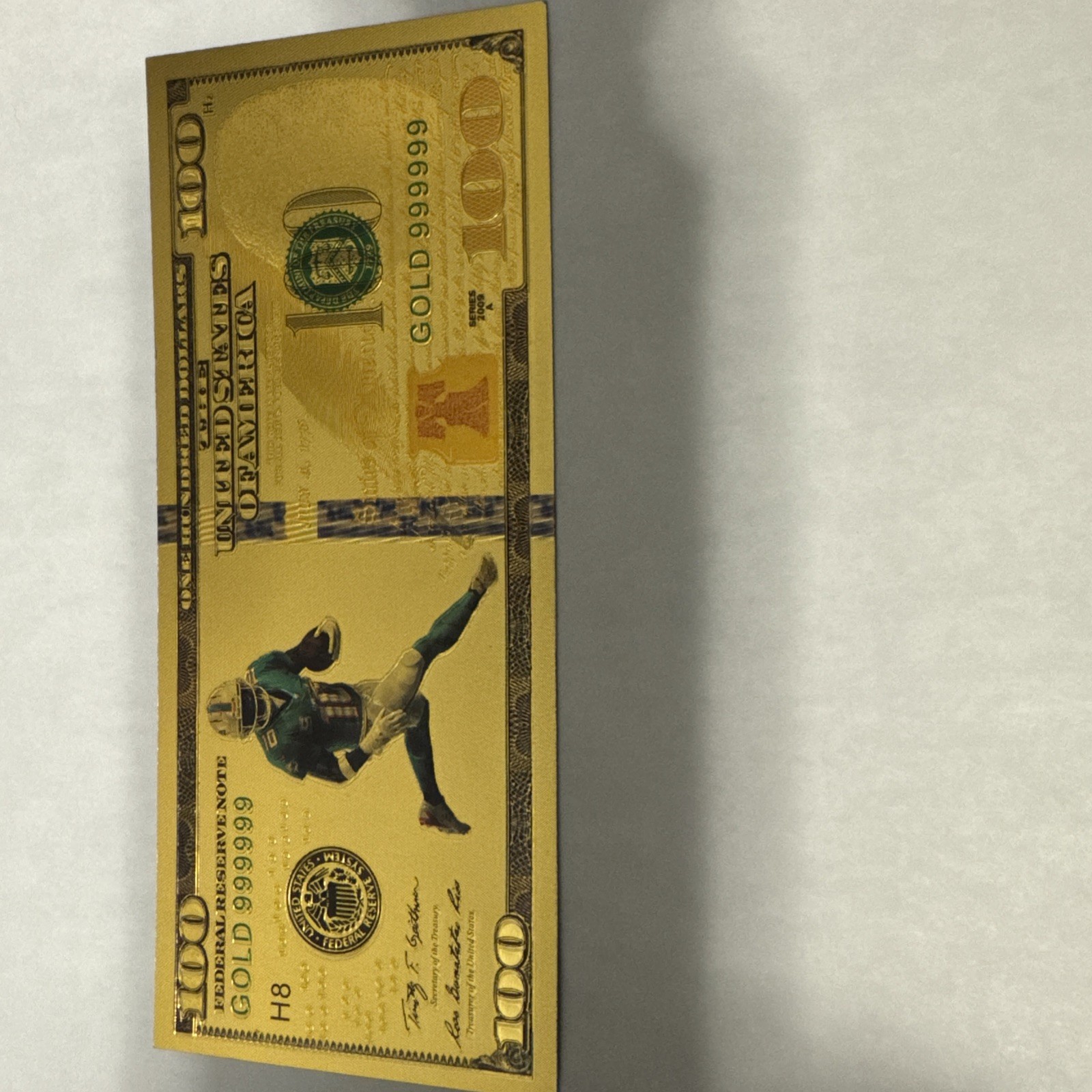 24k Gold Foil Plated Tyreek Hill Banknote Miami Dolphins Football