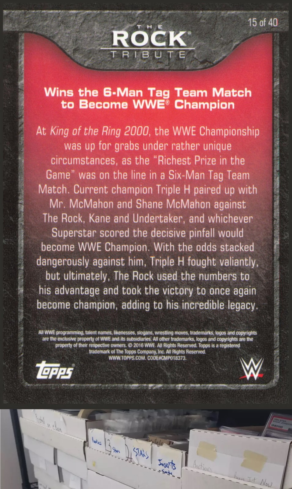 2016 Topps WWE #15 The Rock The Rock Tribute – CA