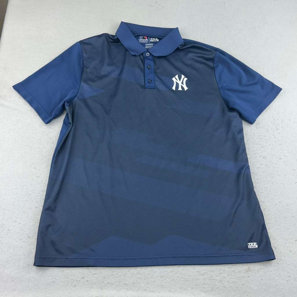 New York Yankees Shirt Mens 2XL Blue TX3 Cool Short Sleeves MLB Baseball Polo