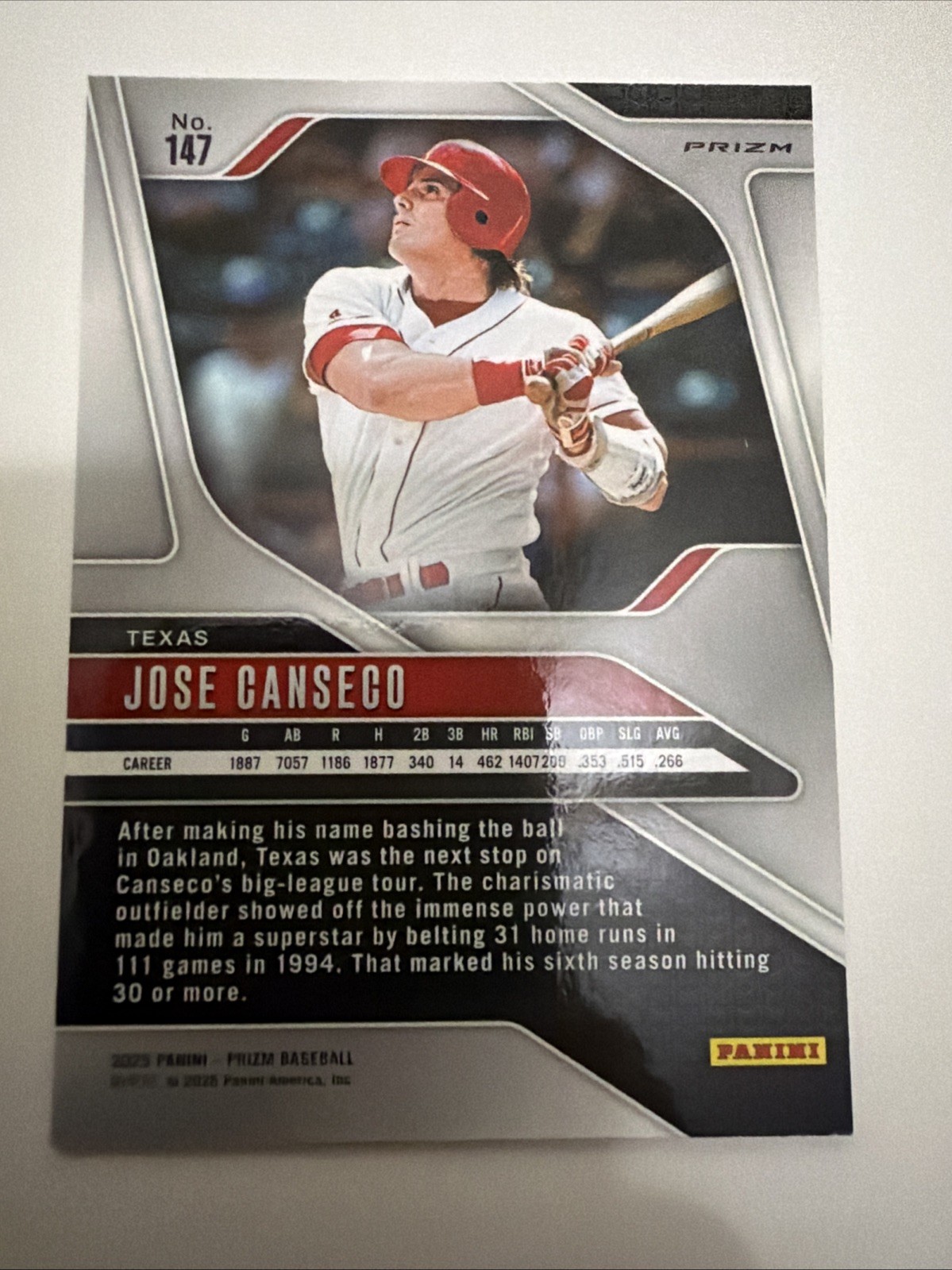 2025 Panini Prizm – Jose Canseco, Jose Canseco #147 Blue Ice Prizm