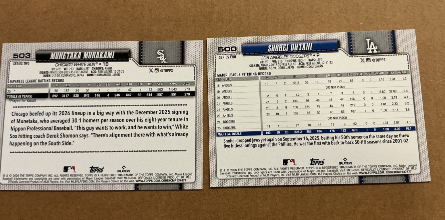 2026 Topps Series 2 Complete Set. 350 Cards. Murakami, Okamoto, Stewart RC’s