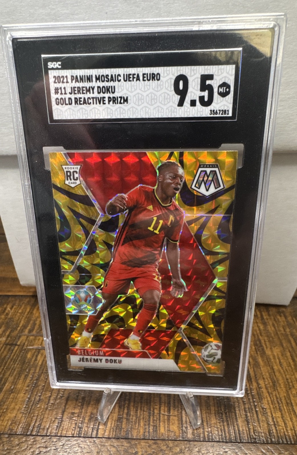 2021 Panini Mosaic UEFA Euro 2020 Jeremy Doku Reactive Gold Mosaic Belgium! (RC)