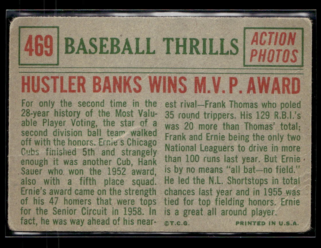 1959 Topps #469 Ernie Banks *Low Grade*
