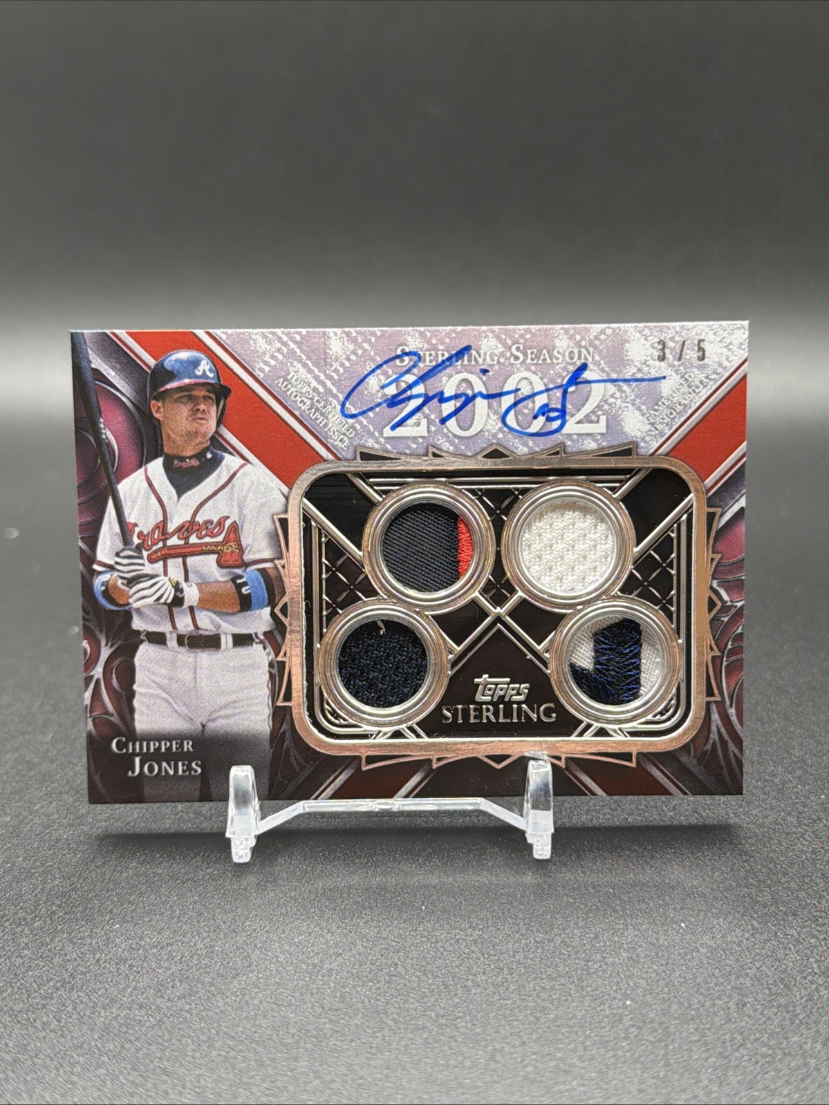 2022 Topps Sterling Chipper Jones Autograph Relic – Red /5 #SSAR-CJ QUAD PATCH
