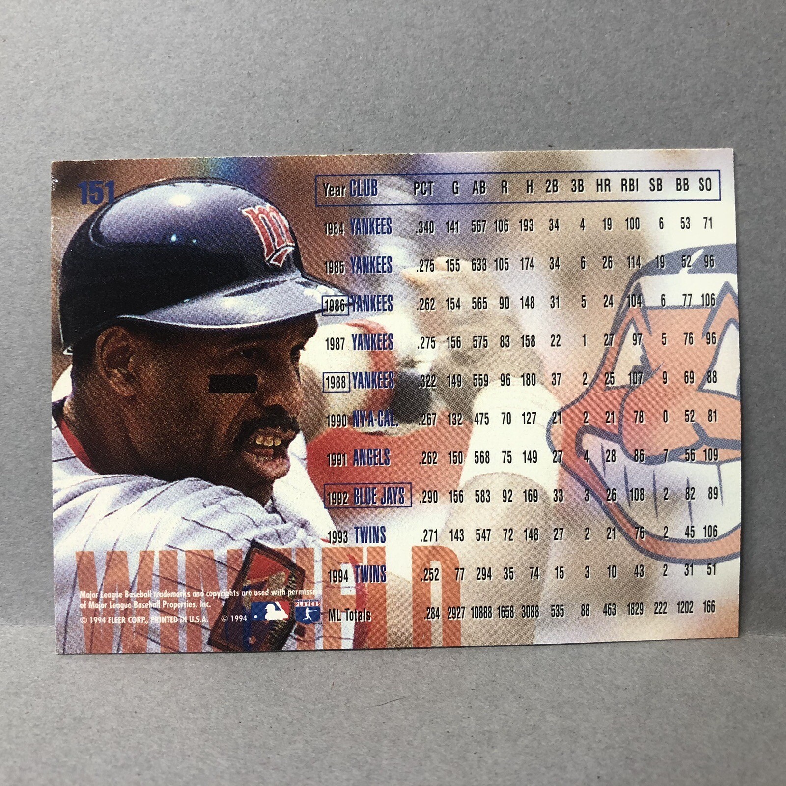 1995 Fleer Baseball Card #151 Dave Winfield