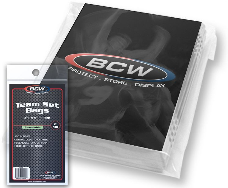 (100 Count) BCW Resealable Team Set Bags (1 Pack) (3 3/8″ x 5″) Trading Cards