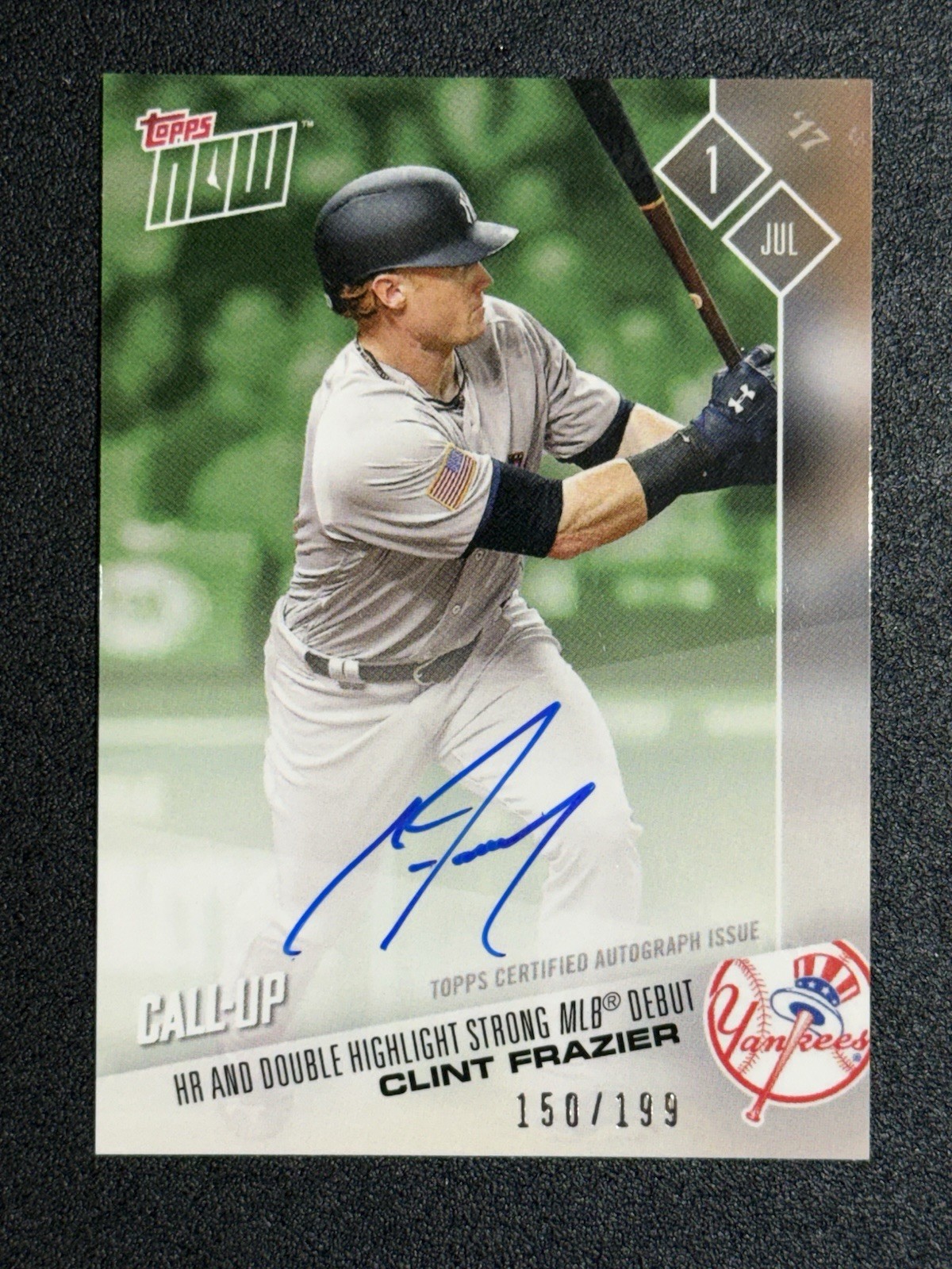 2017 Topps Now Online Exclusive Green 150/199 Clint Frazier #313A Auto Yankees