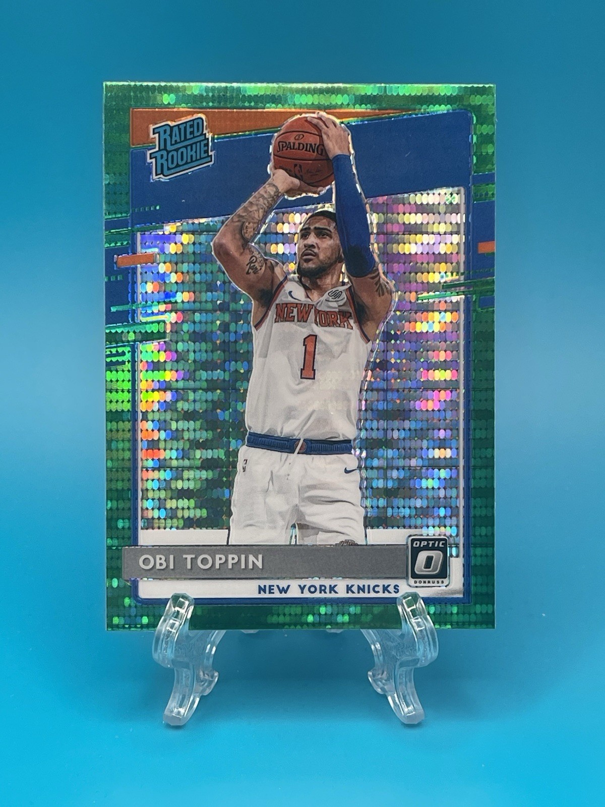 2020-21 Panini Donruss Optic Obi Toppin #158 Fanatics Green Pulsar (RC)