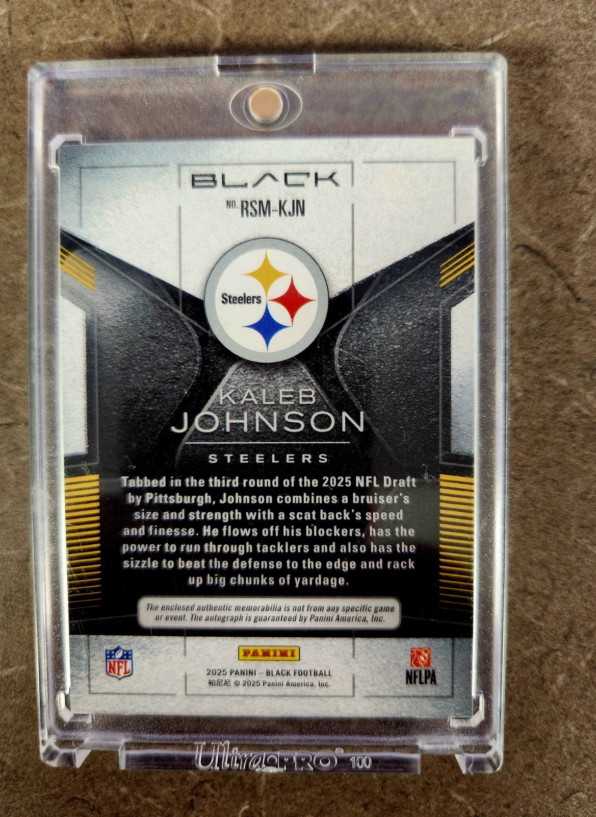 2025 Panini Black Rookie Signature Materials Kaleb Johnson #RSM-KJN /50