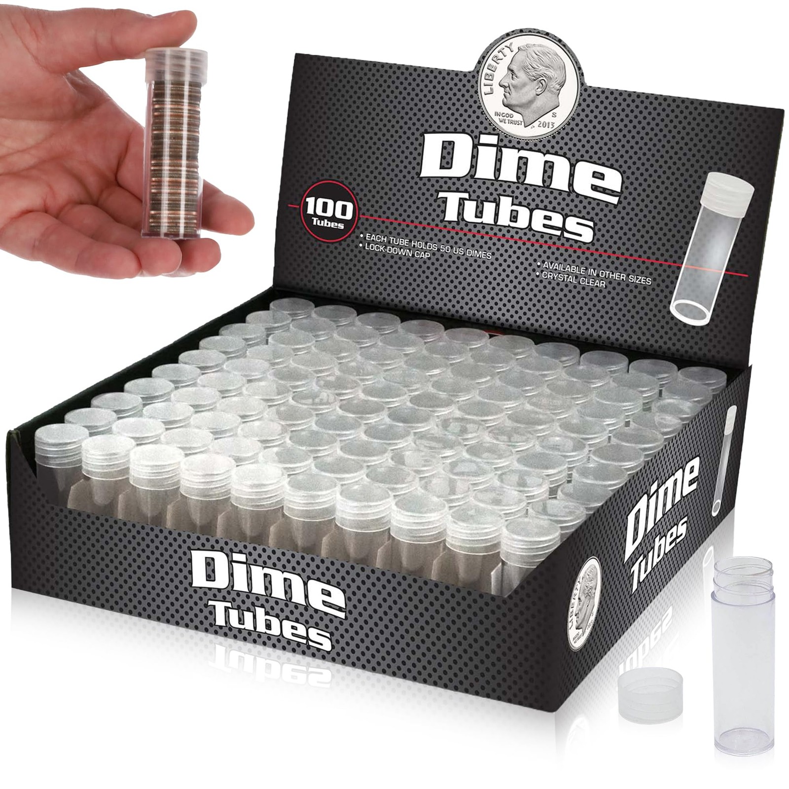 Dime Coin Storage Tubes – 100 ct