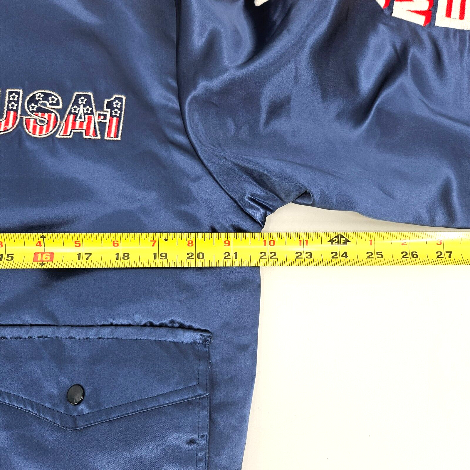 Vtg 1984 Style Auto USA-1 Competition LA Olympics Satin Bomber Racing Jacket M
