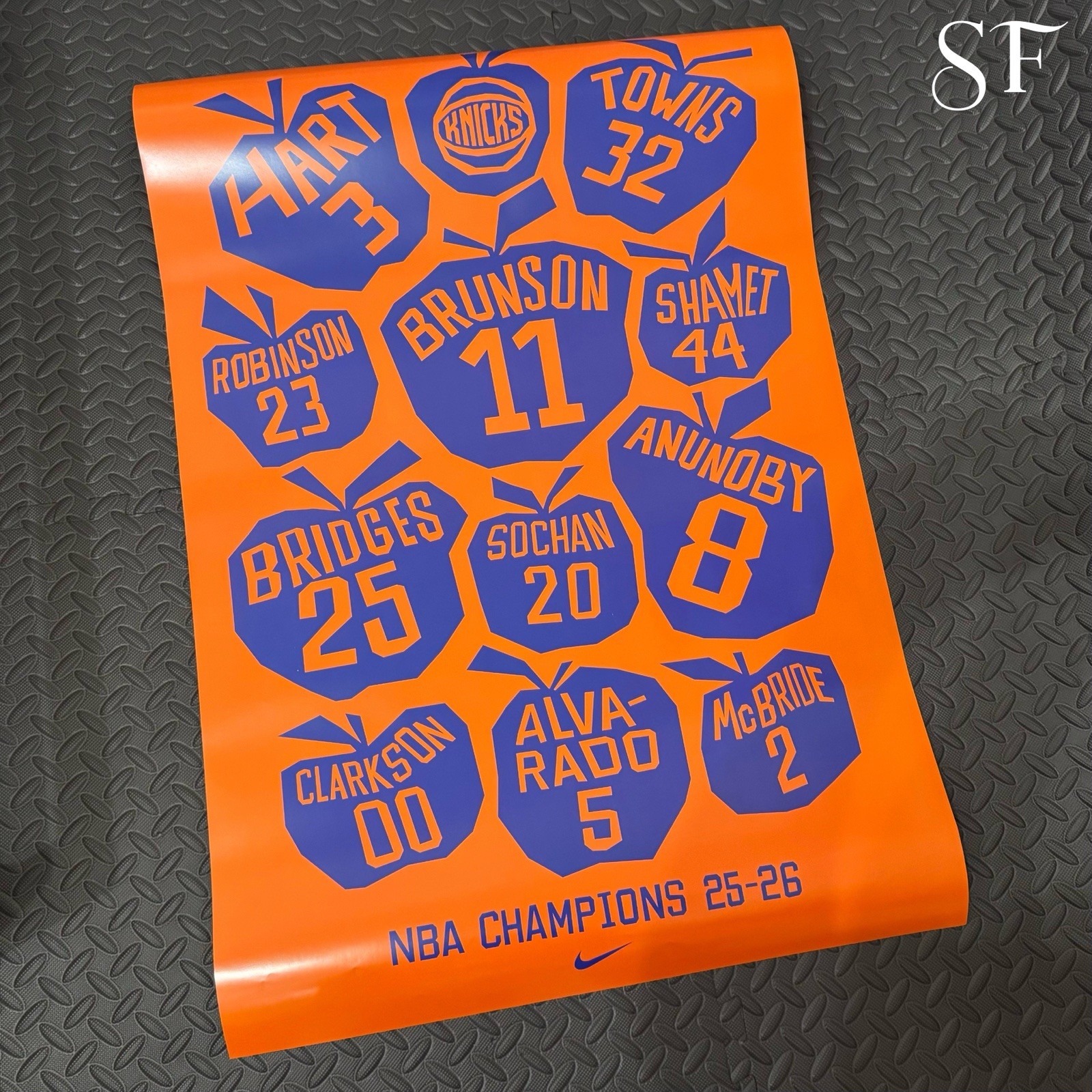 NIKE X GROTESK NEW YORK KNICKS 2026 NBA FINALS CHAMPIONS APPLES POSTER