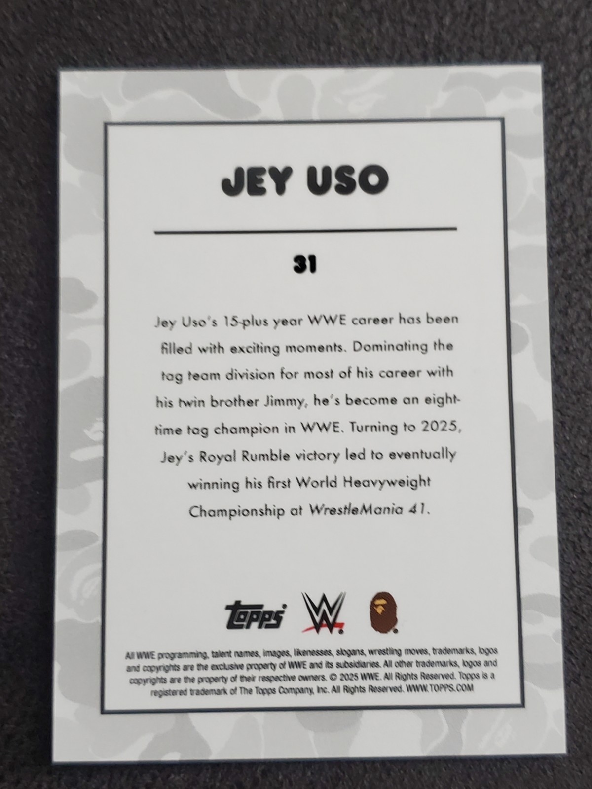 2025 Topps x BAPE WWE #31 Jey Uso