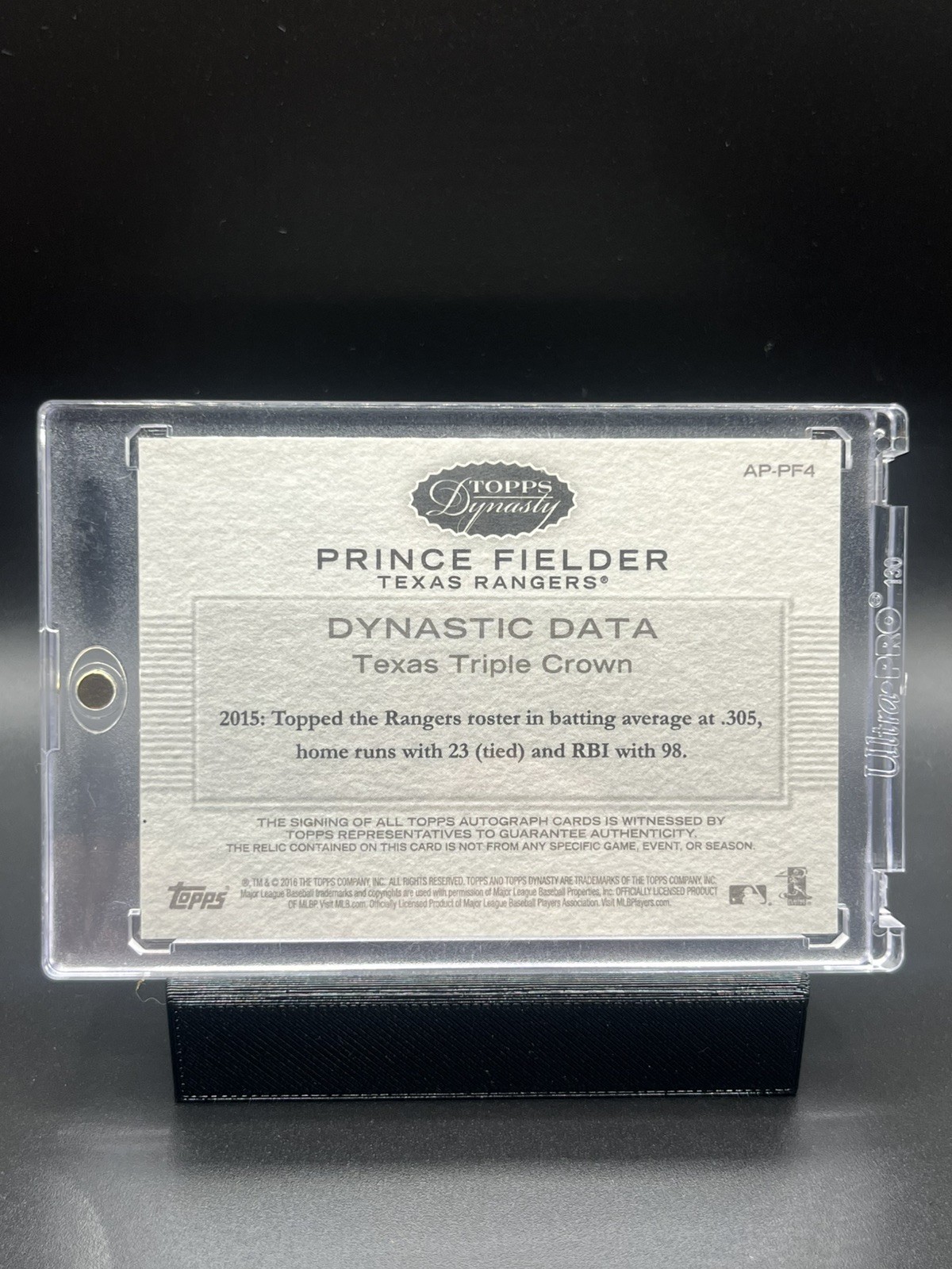 2016 Topps Dynasty Prince Fielder Patch Auto /10!