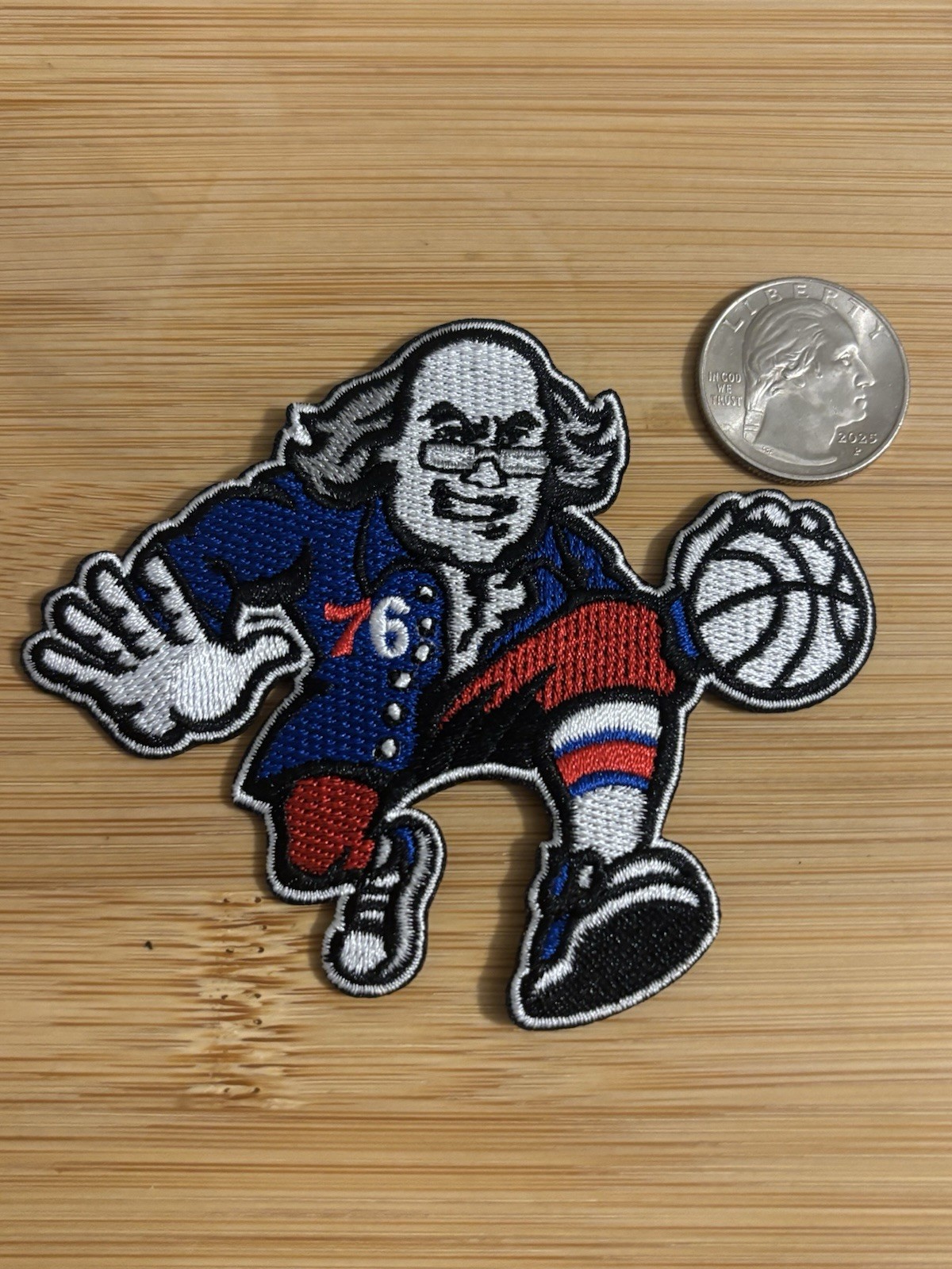 New Philadelphia 76ers Red White & Blue Franklin 3″ Iron on Patch Free Shipping