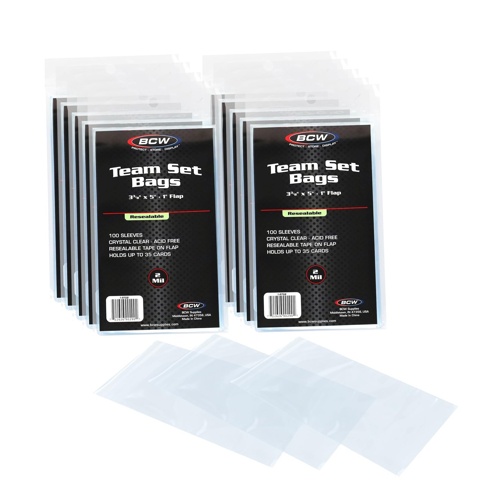 BCW Resealable Team Set Bags – 1000 Count | Holds 35 Loose Cards or 5 Standar…
