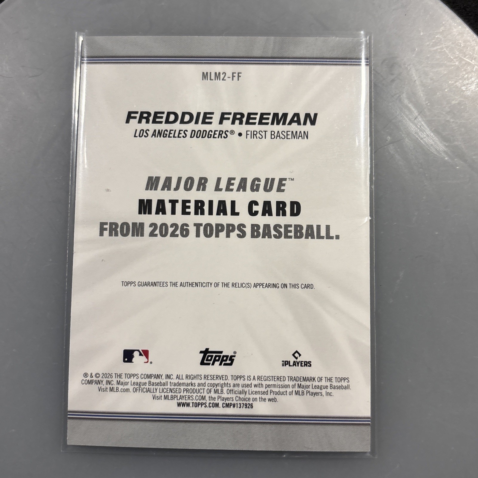 Freddie Freeman 2026 Topps Series 2 #MLM2-FF Dodgers Major League Material Relic