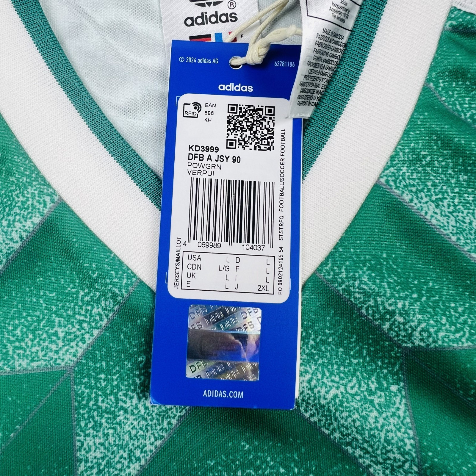 Germany Team Jersey 1990 Away WM Reissue Soccer Shirt Adidas KD3999 Men Size L
