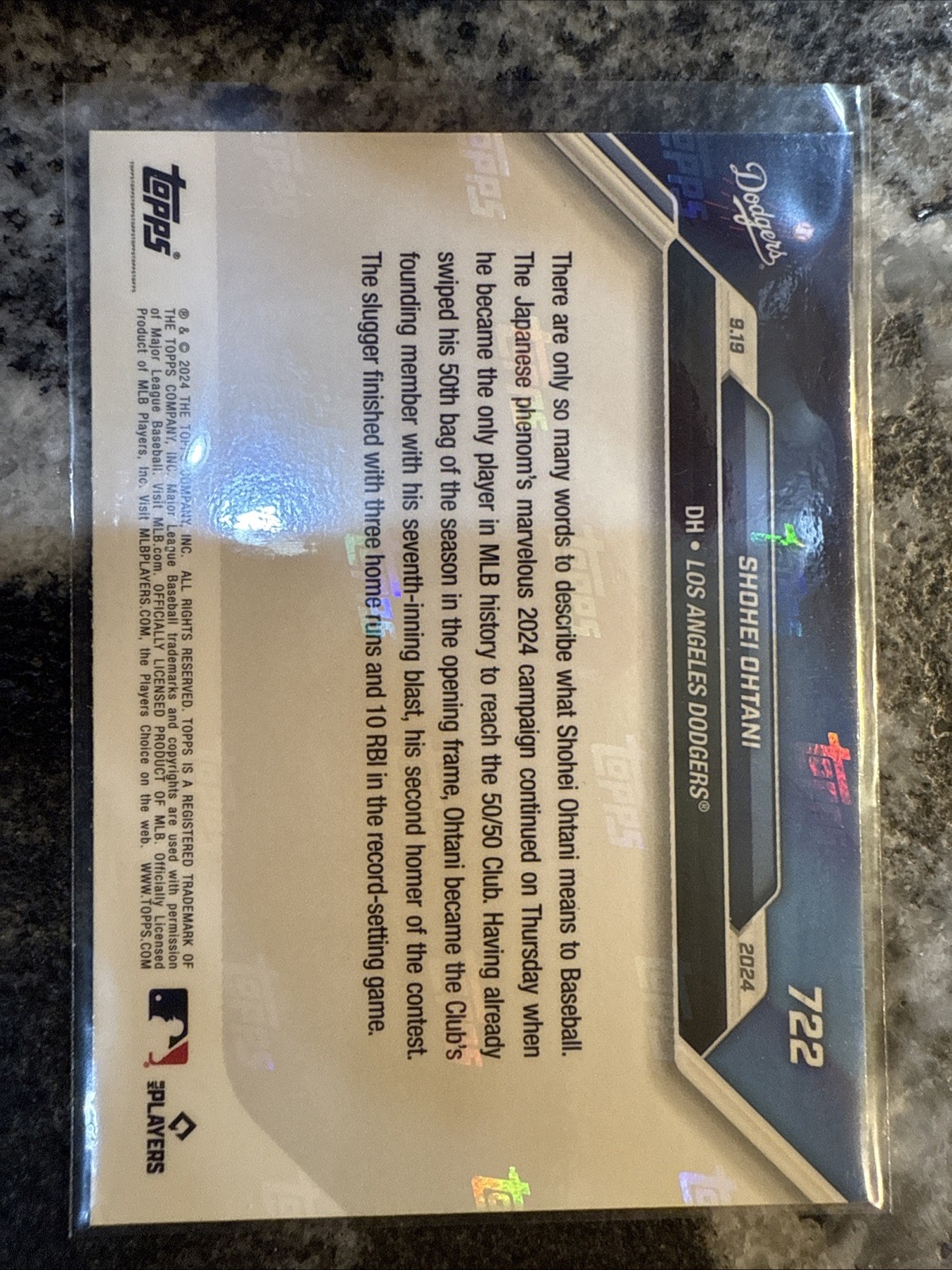 2024 Topps Now – Shohei Ohtani #722 /653737 – 1st MLB Player W/ 50/50 In History
