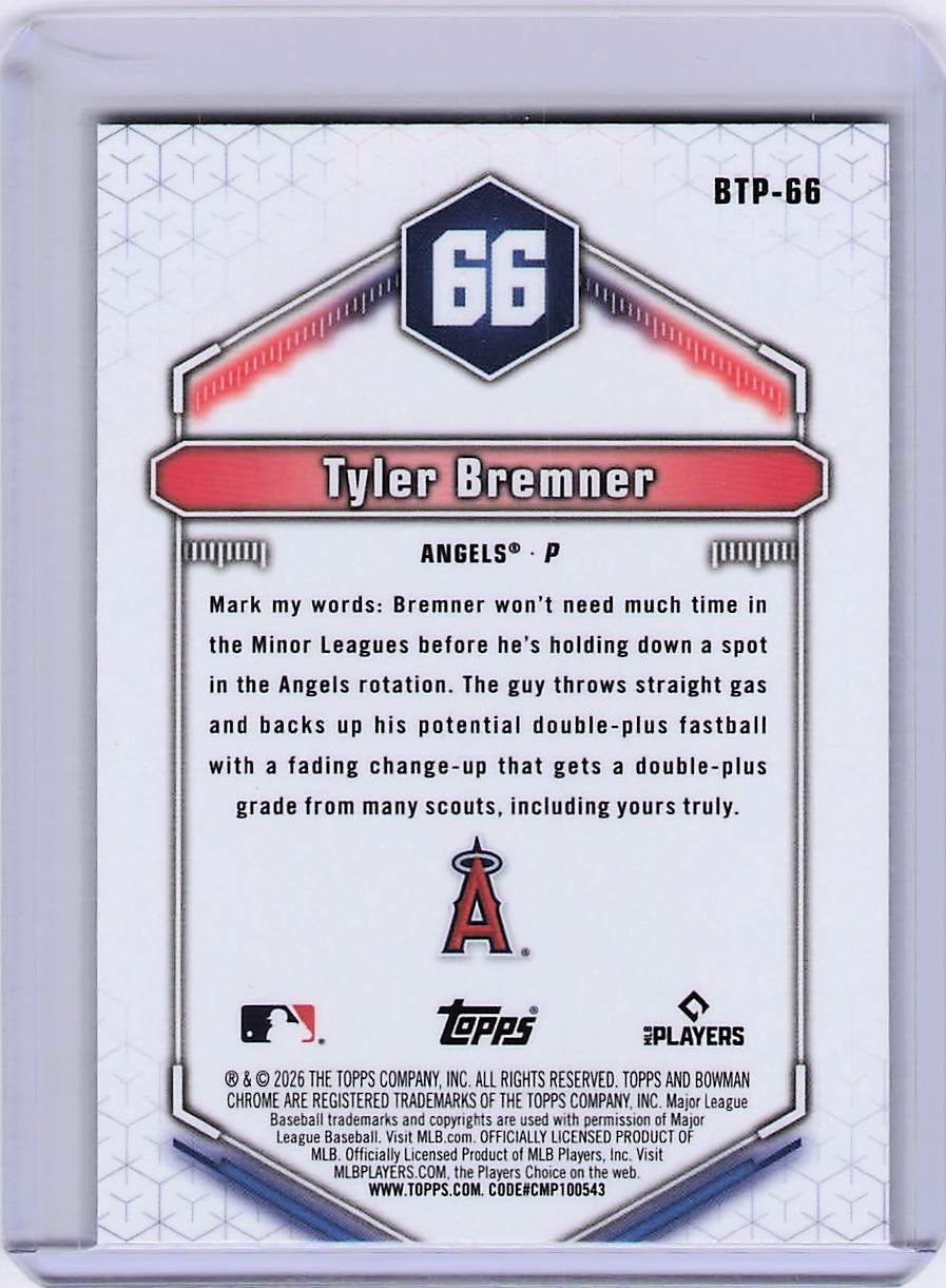 2026 Bowman #BTP-66 Tyler Bremner Bowman Scouts’ Top 100