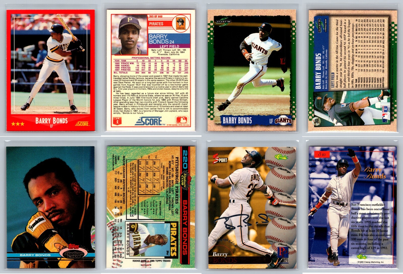 Barry Bonds 4 Card Collectors Lot – Pirates / Giants – SEVERAL LOTS AVAILABLE!!!