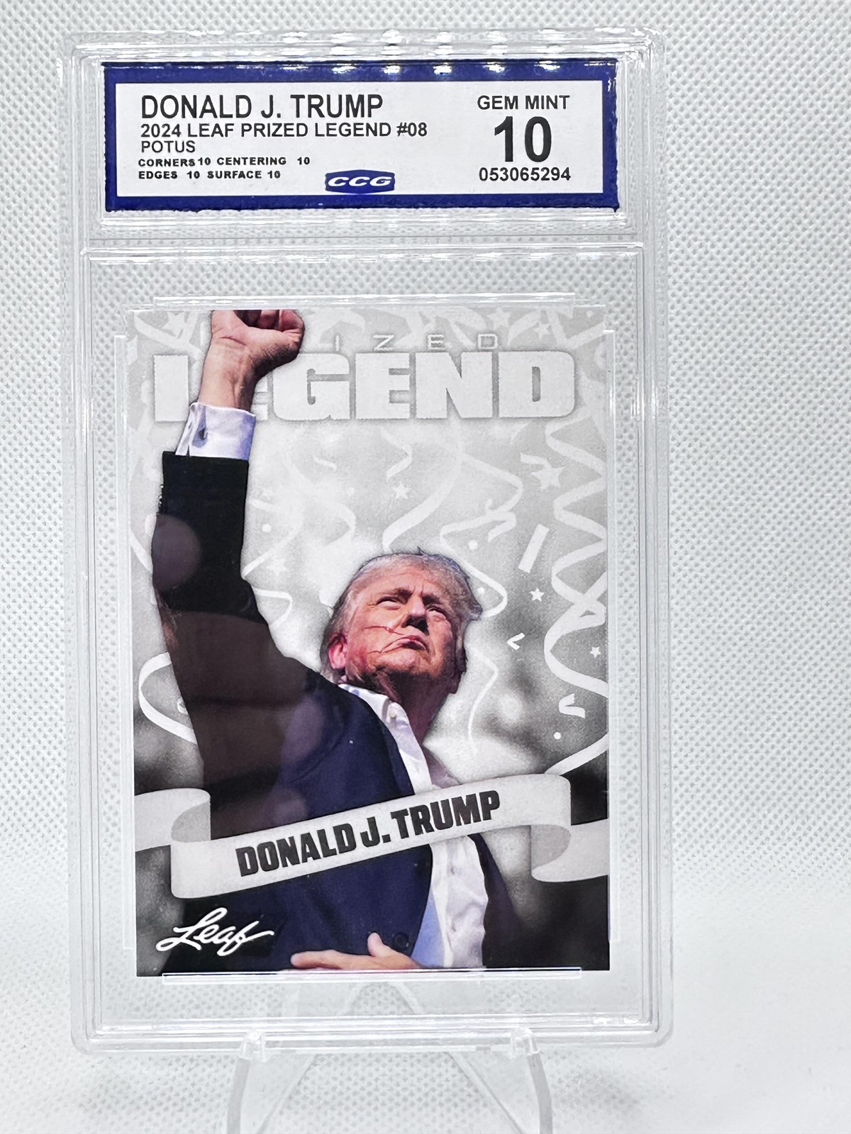 🇺🇸 Donald J. Trump 2024 Leaf Prized Legend #08 CCG 10 Gem Mint POTUS 🔥