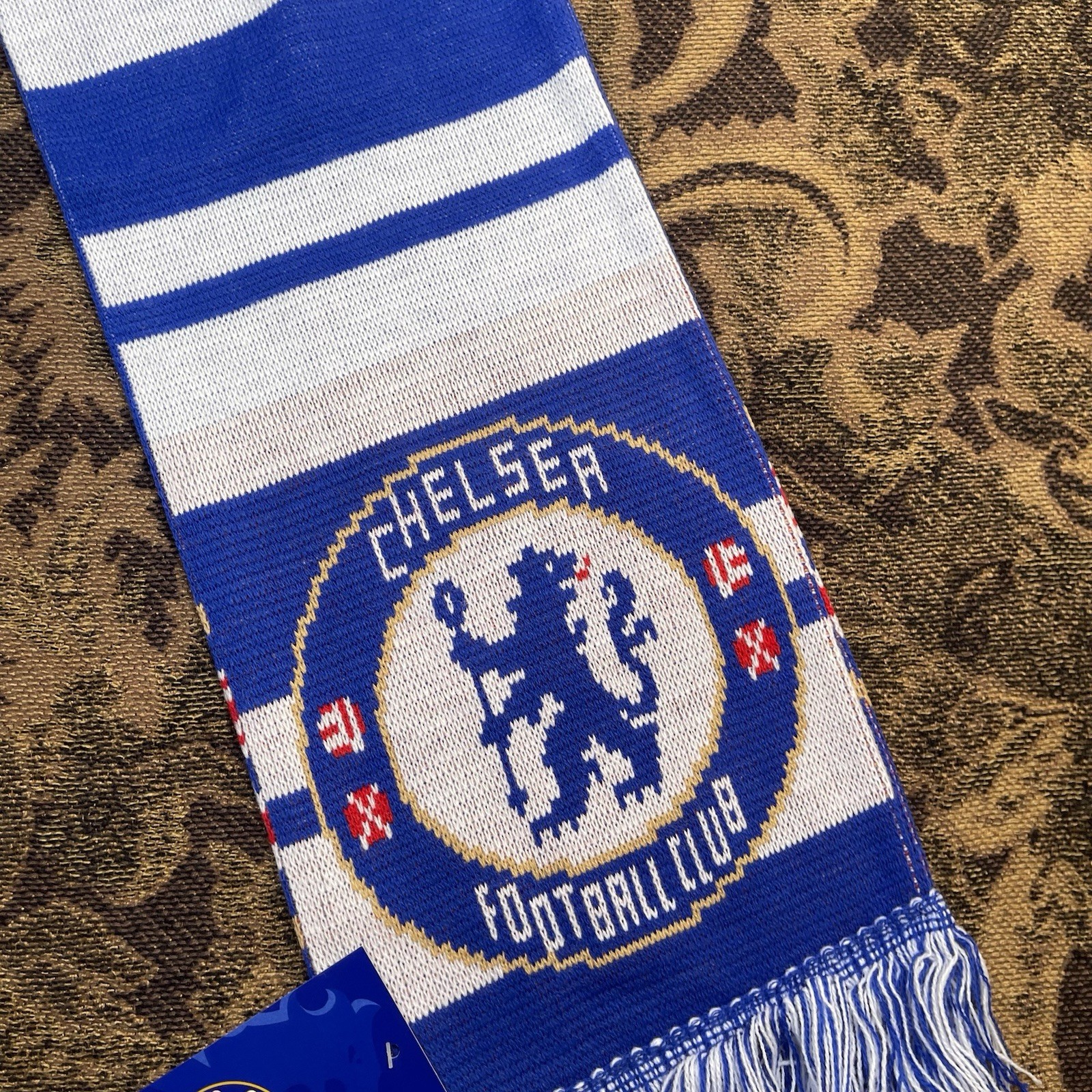 Chelsea FC Soccer Football Scarf Licensed New Blue White Striped