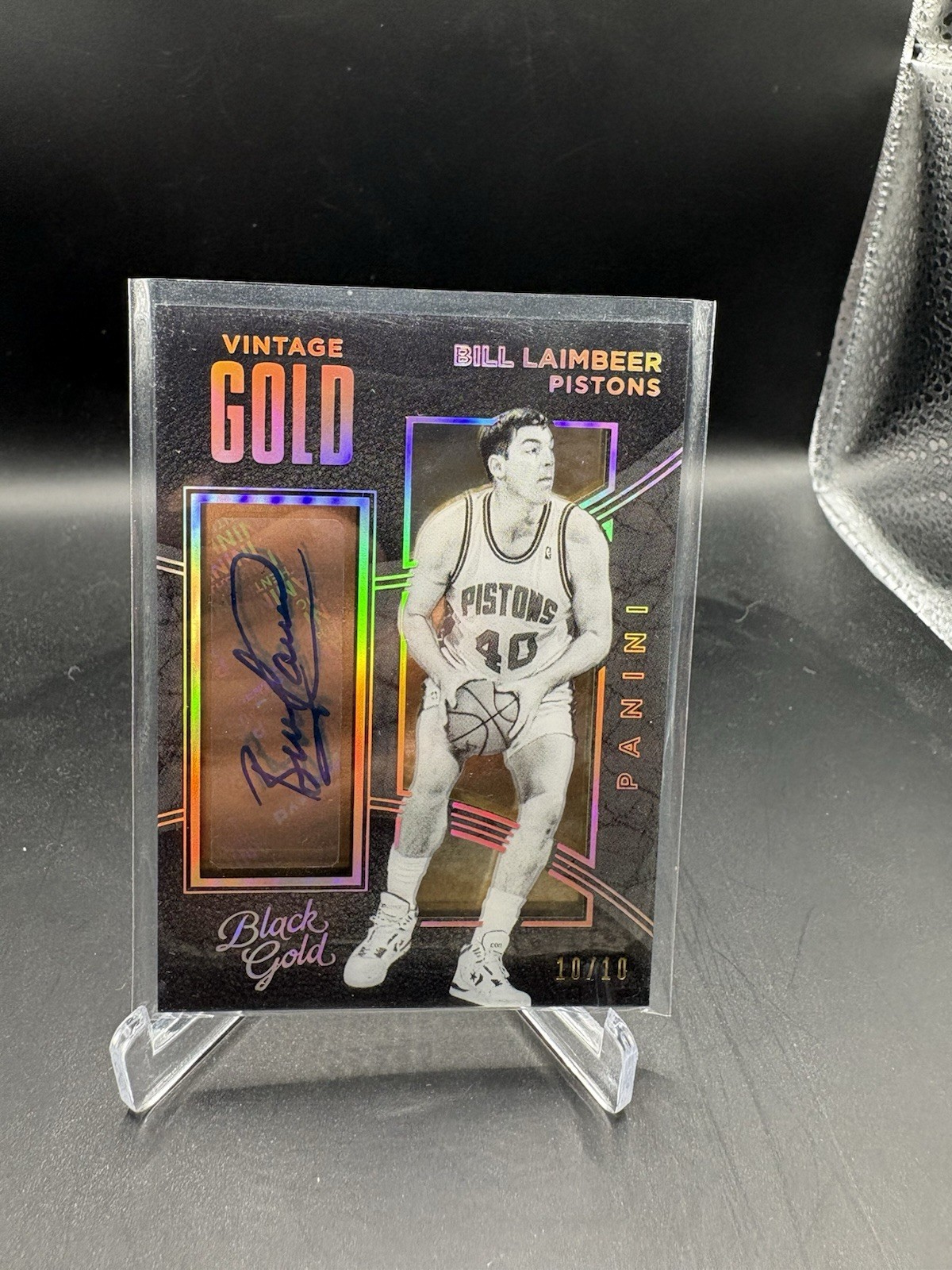 2015 Black Gold Vintage Gold HOLO Autograph #35 BILL LAIMBEER auto 10/10 Pistons