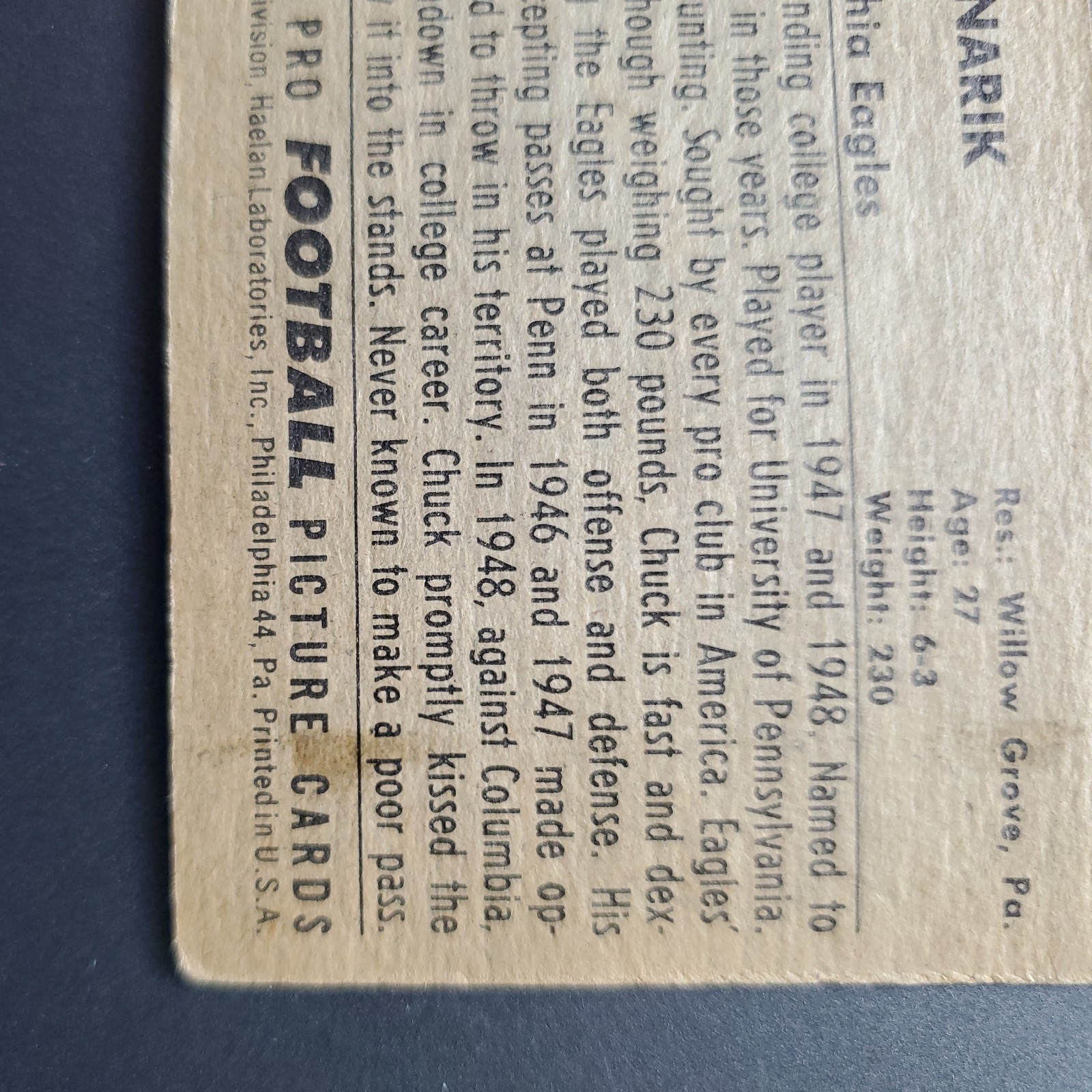 1952 Bowman – Chuck Bednarik #10 Small
