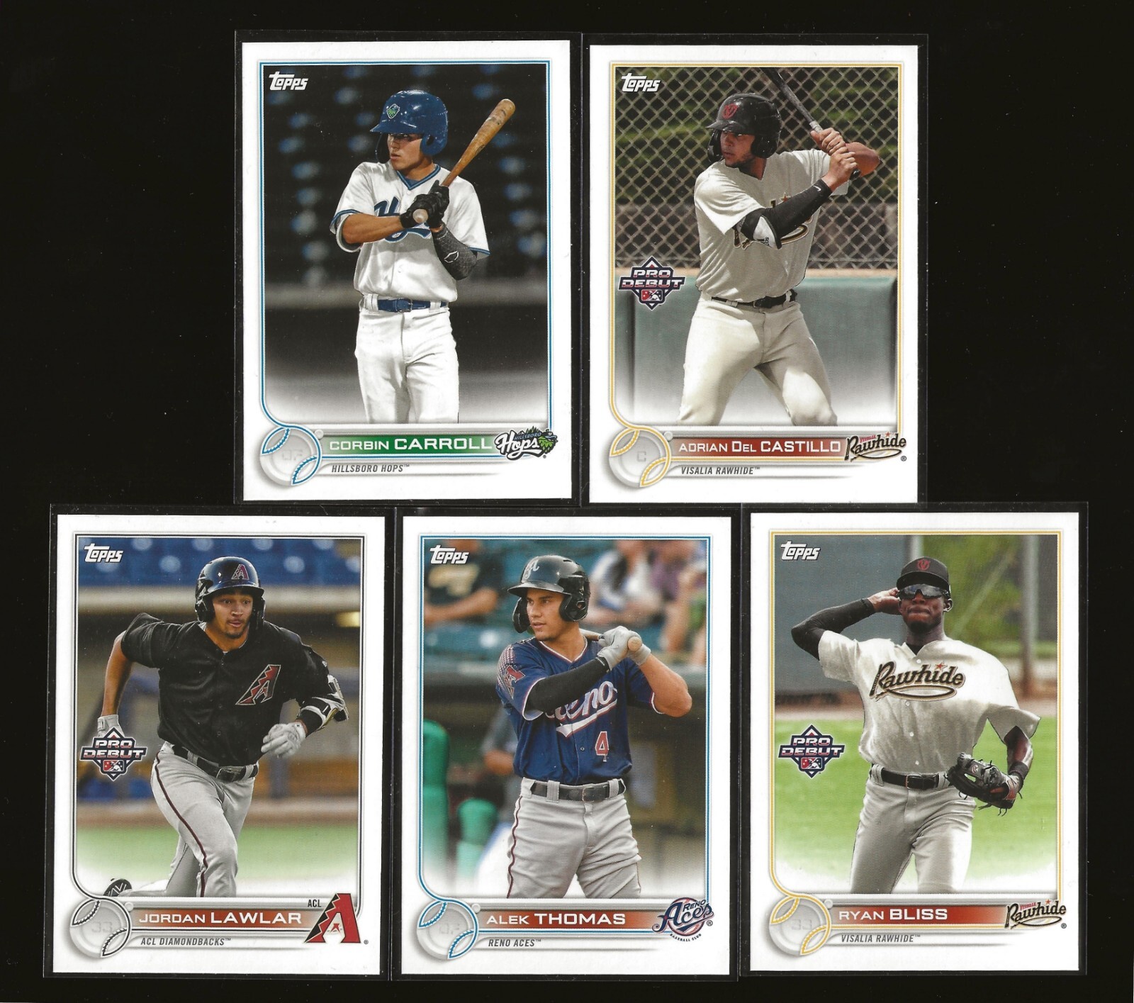 2022 Topps Pro Debut Arizona Diamondbacks Base Team Set (5 Cards)