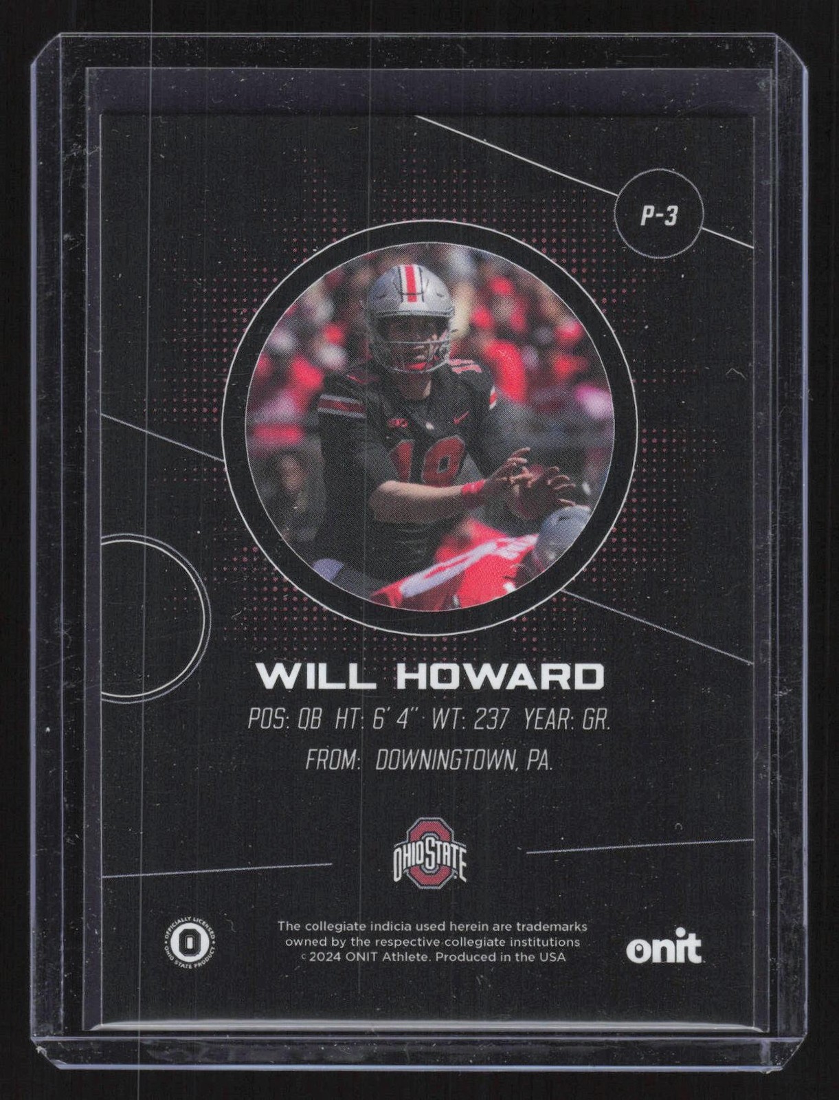 2024 ONIT Ohio State Buckeyes P-3 Will Howard Parallel Holo Gold