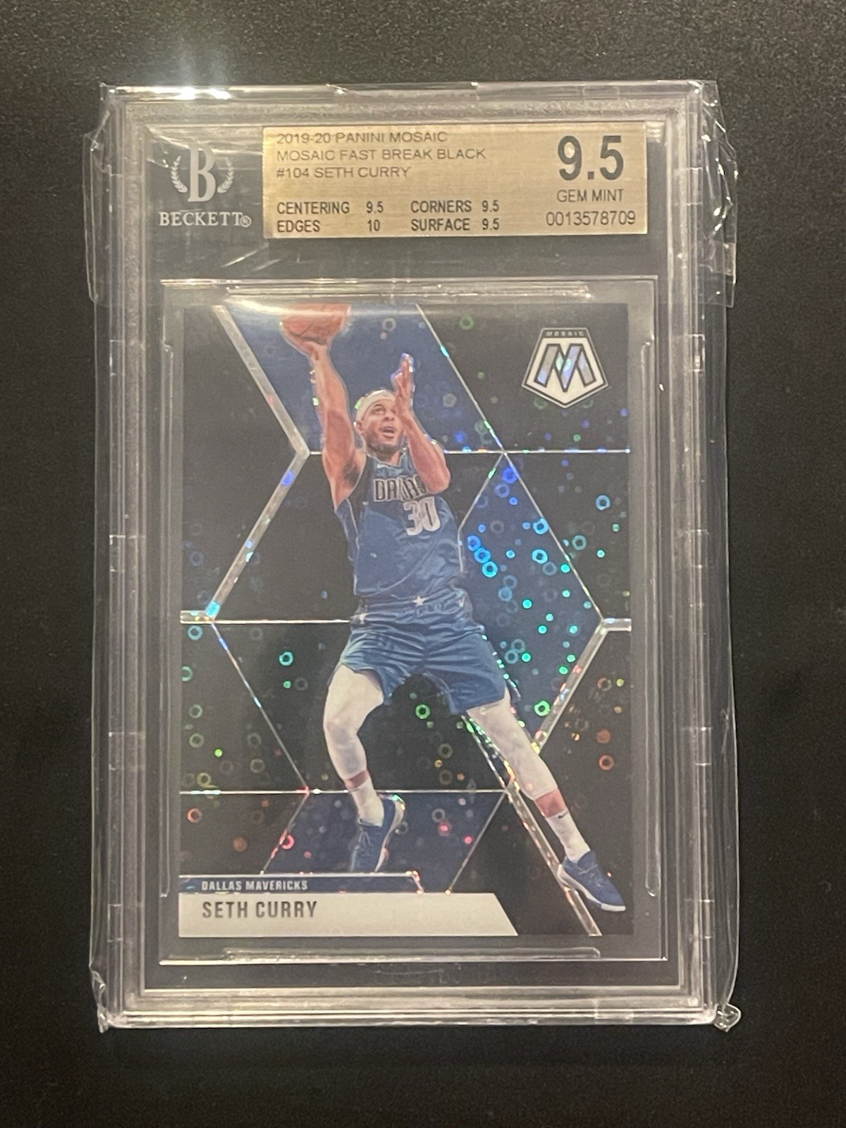 2019-20 Panini Mosaic Seth Curry Fast Break Black 1/1 BGS 9.5 True GEM Plus