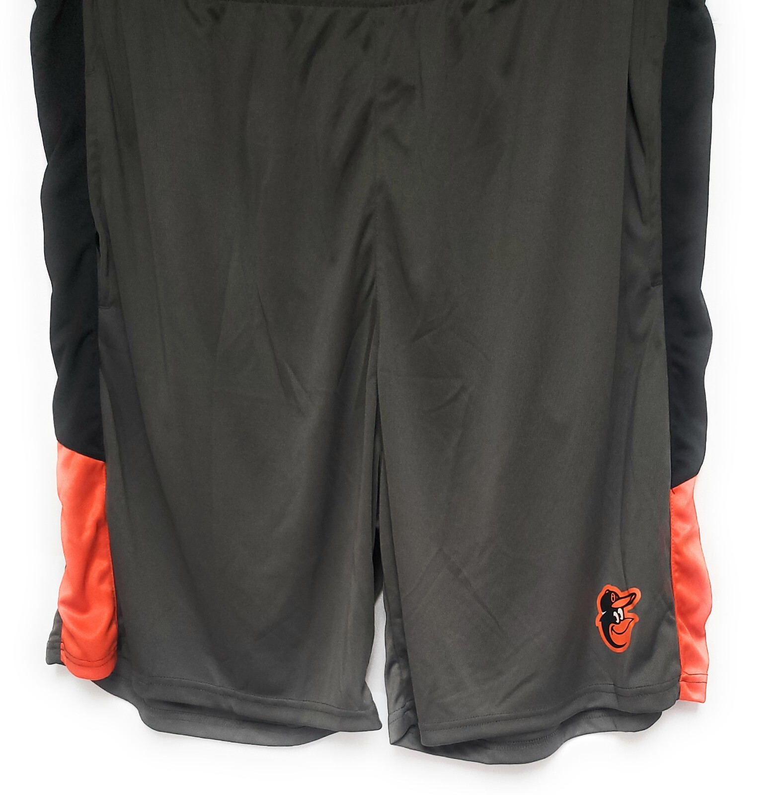 Mens Fanatics MLB Baltimore Orioles O’s Grey Polyester Logo Baseball Shorts