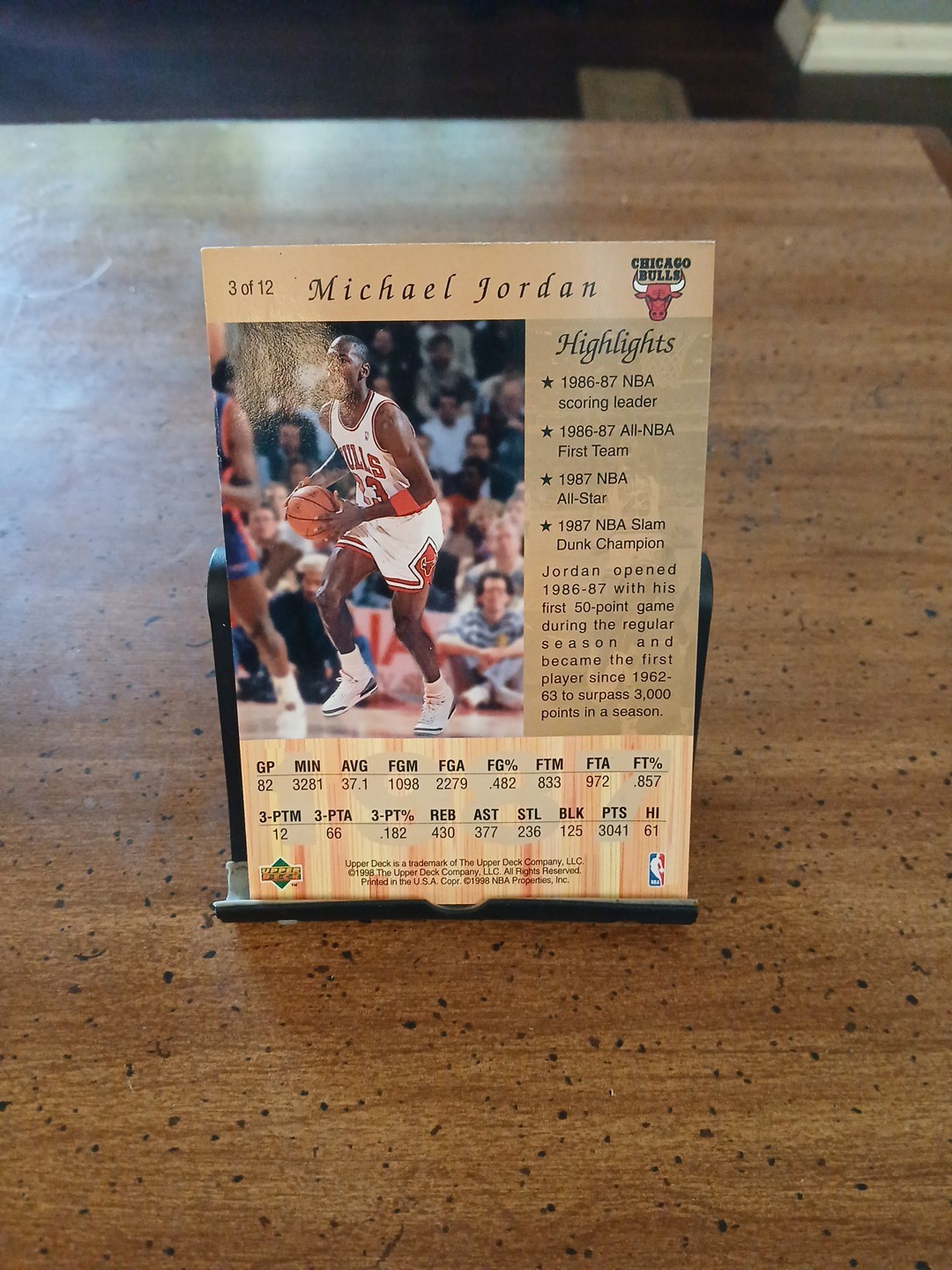 1987-1988 Upper Deck Michael Jordan Jumbo Card #3of12 3 1/2 by 5 Inches Bulls.