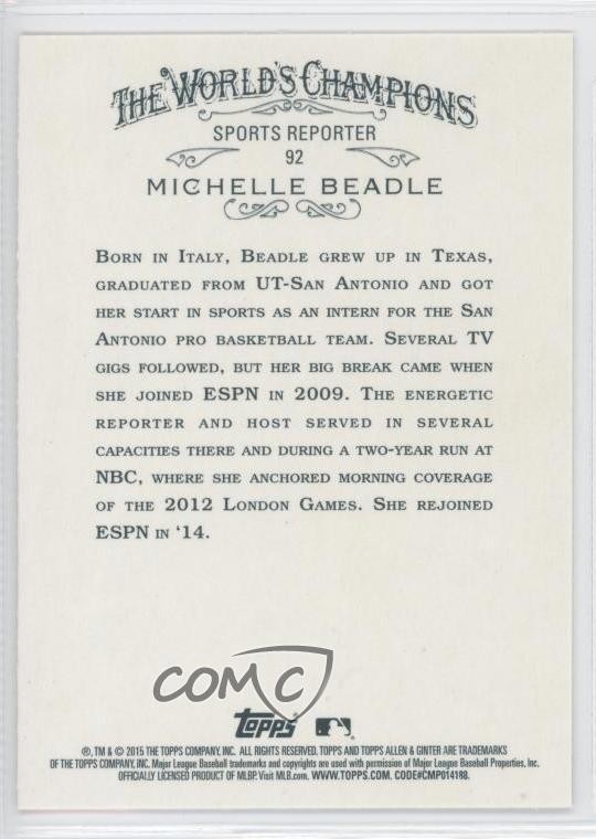 2015 Topps Allen & Ginter’s Michelle Beadle #92 Rookie RC 4w3