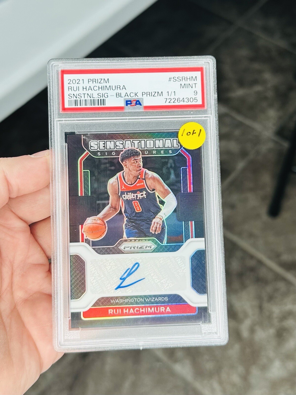 2021 Prizm Sensational Signatures Black Prizm 1/1 Rui Hachimura PSA 9